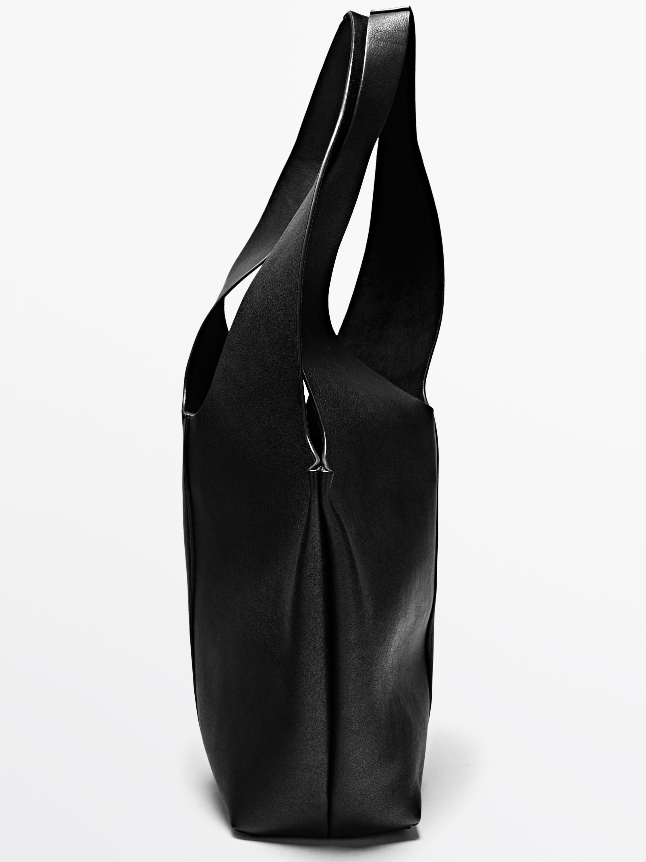 Nappa leather tote bag — BLACK