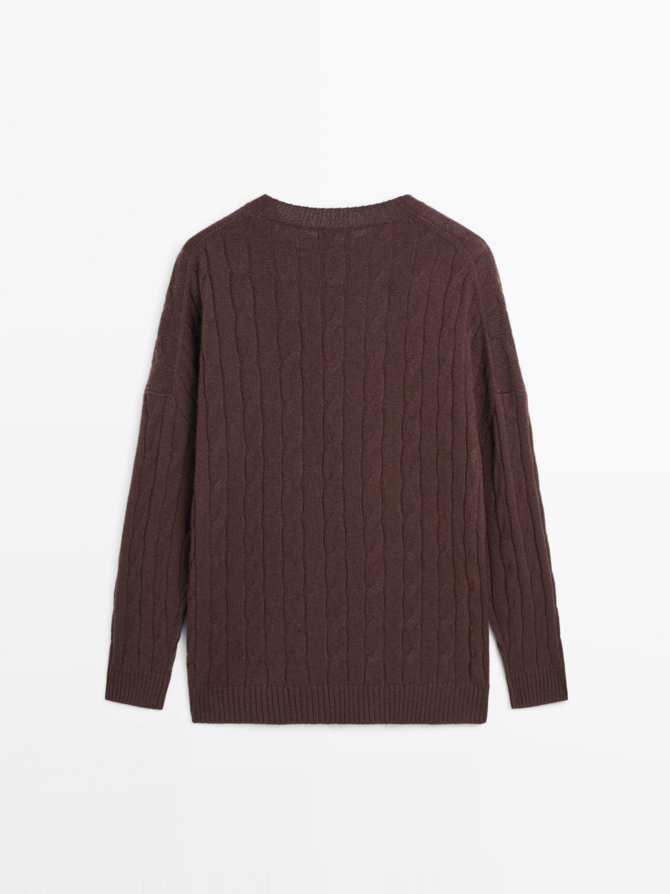 100% cashmere cable-knit sweater — MAROON