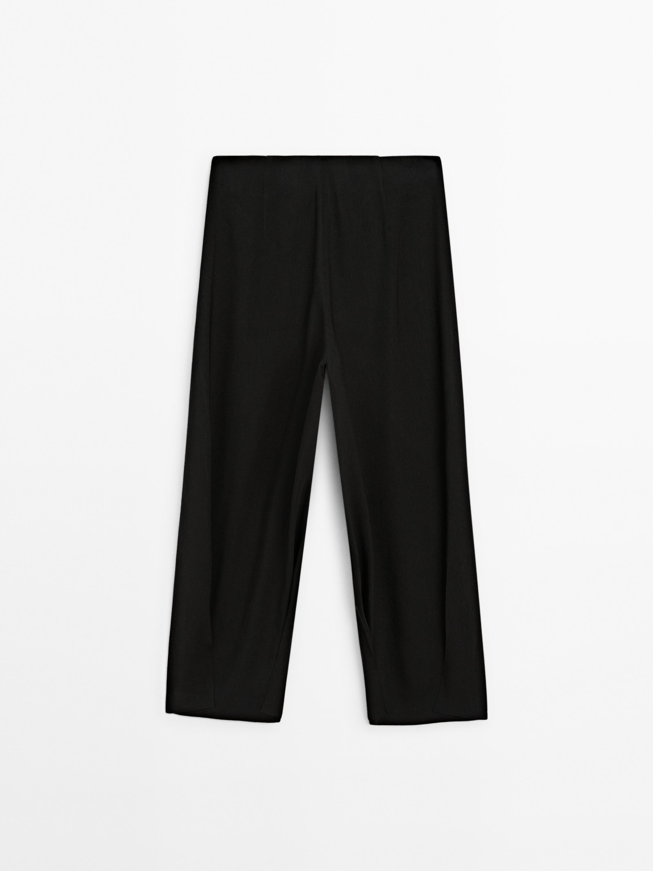 Balloon fit linen blend trousers