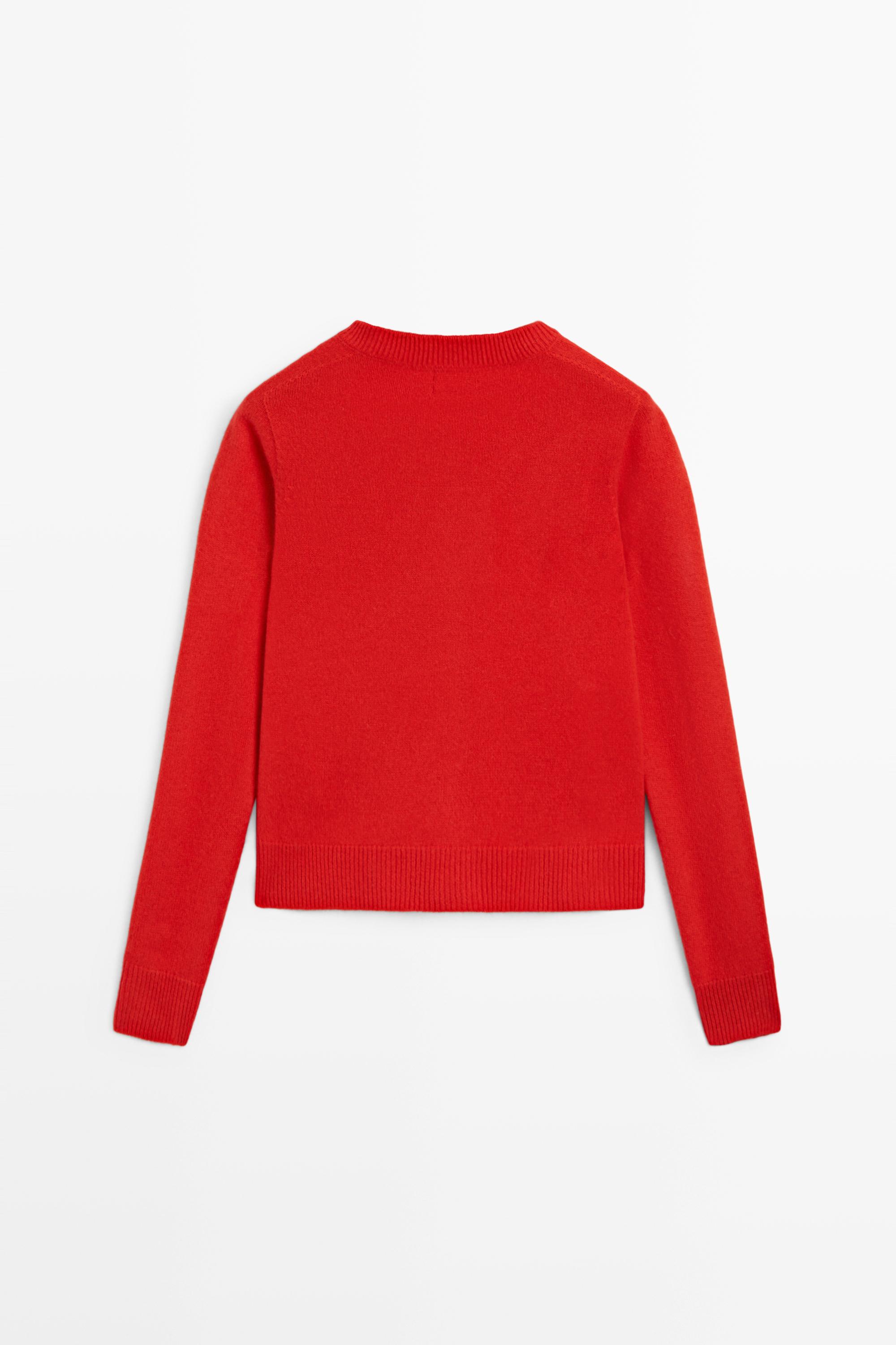 100% cashmere cropped knit cardigan — RED