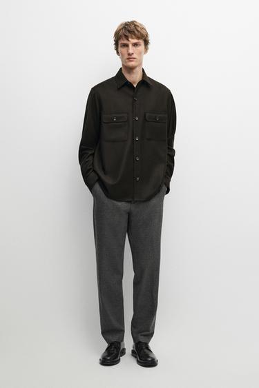 100% wool overshirt with pockets — BROWN 1