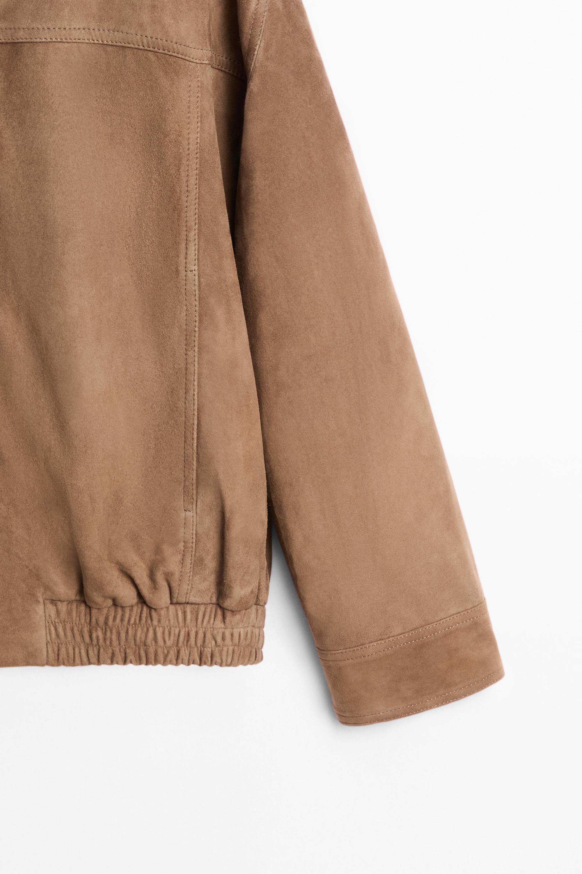 Suede bomber jacket — TAUPE GREY