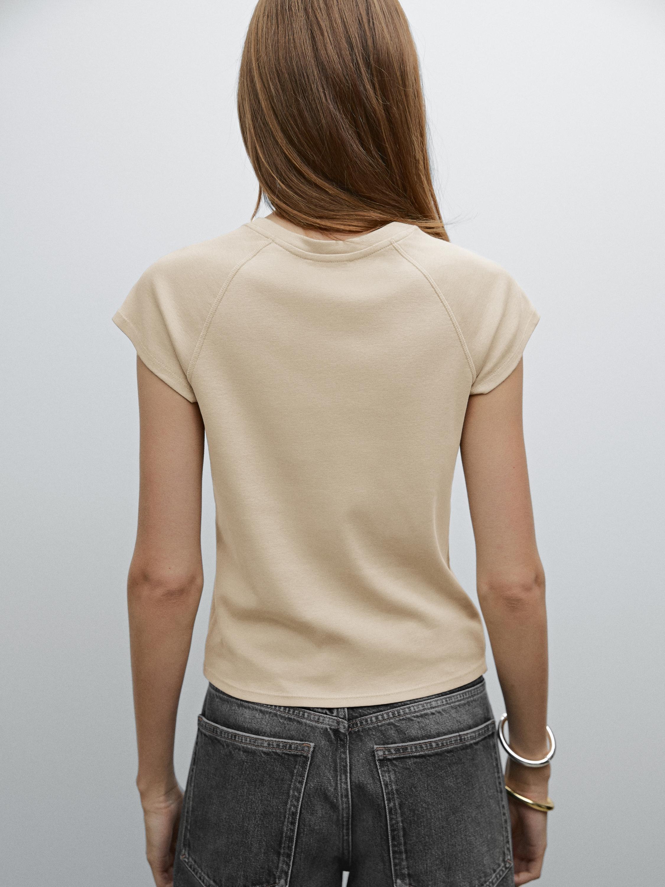 Slim fit raglan sleeve cotton T-shirt