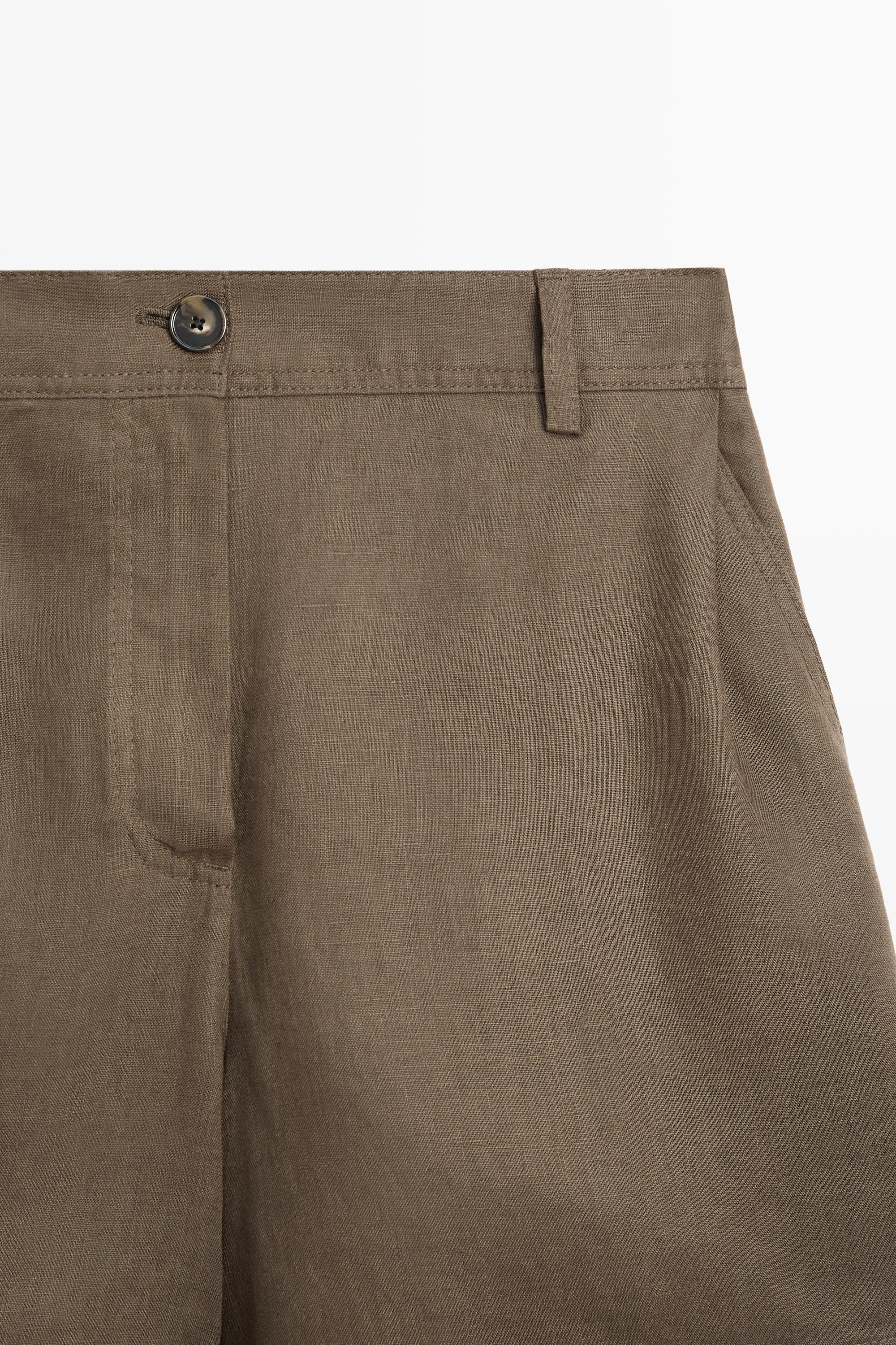 Pleated 100% linen shorts — MOSS