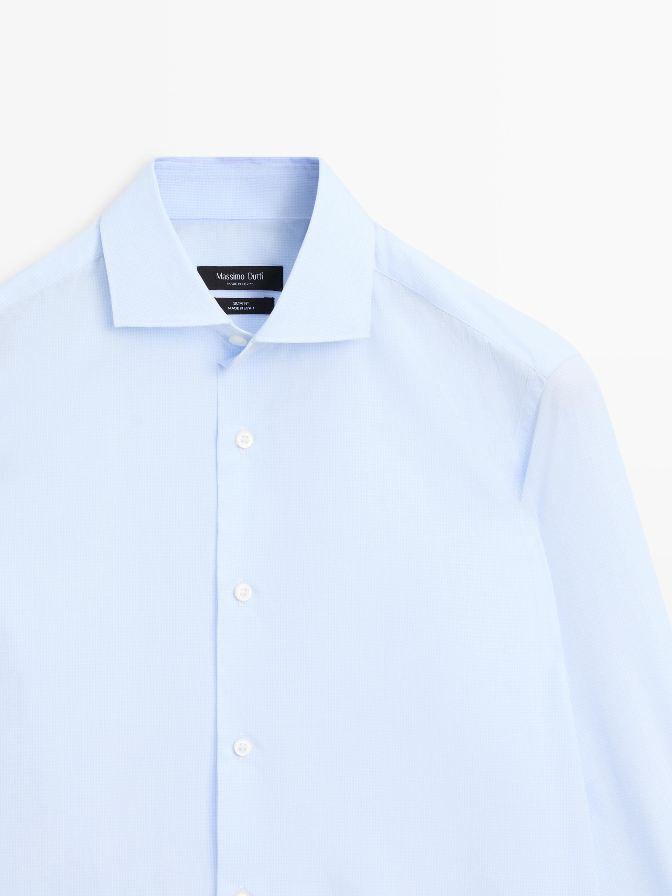 Slim fit 100% cotton shirt — Sky blue