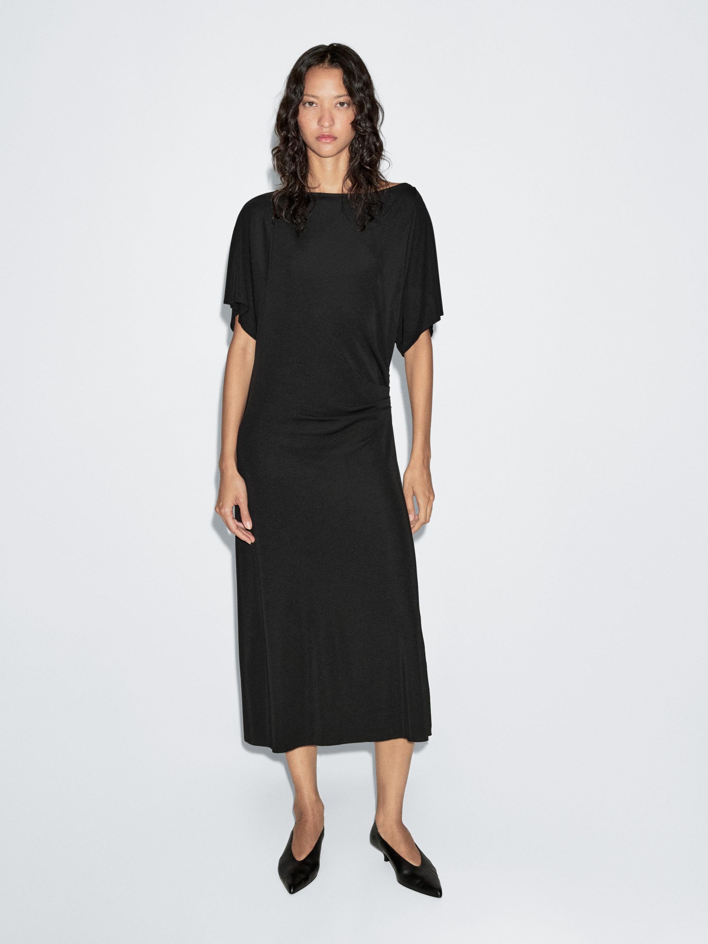 Midi dress with gathered detail