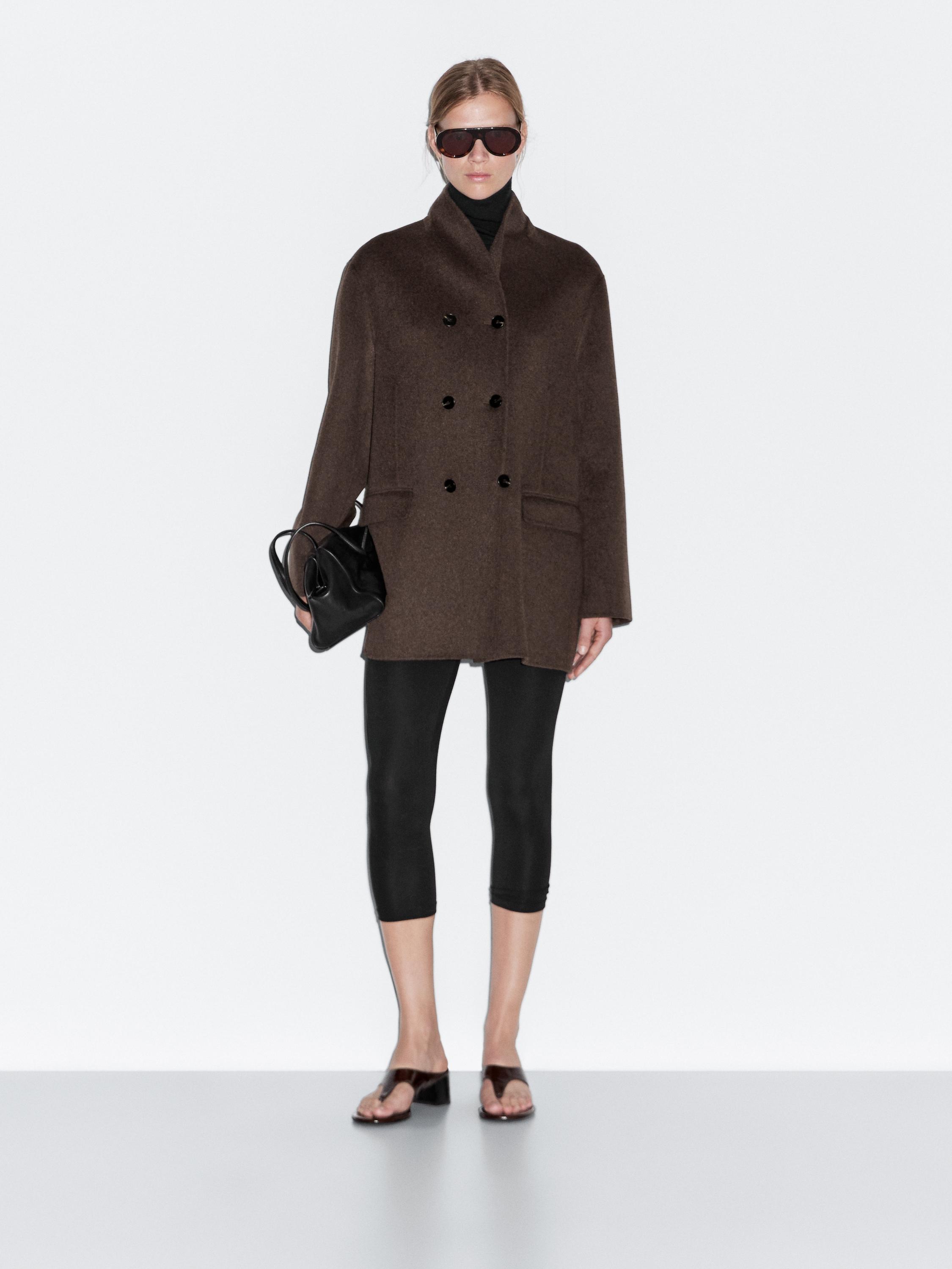 Wool blend coat with tuxedo collar