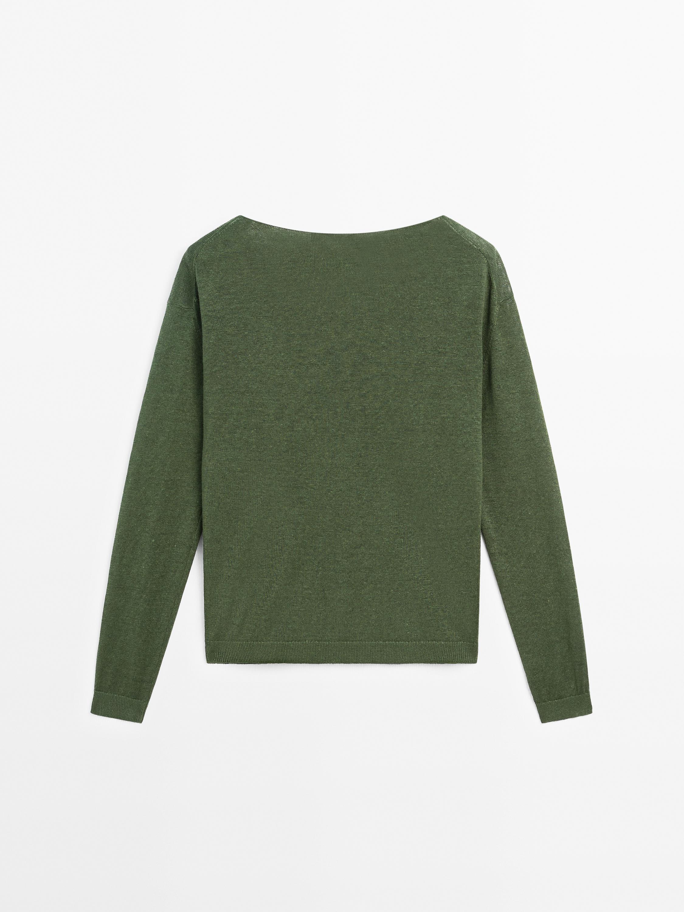 100% linen boat neck sweater