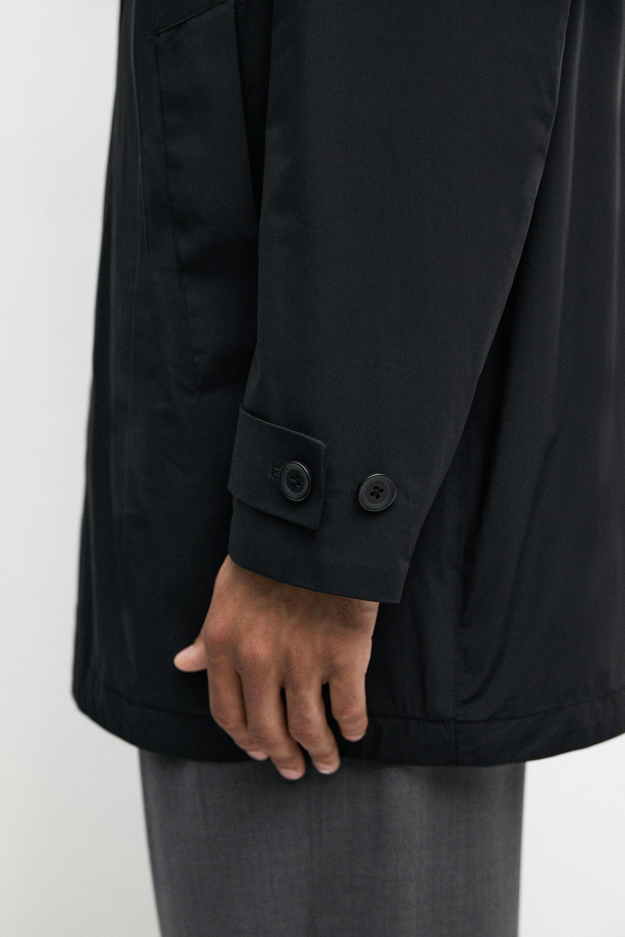 Technical fabric trench coat — BLACK