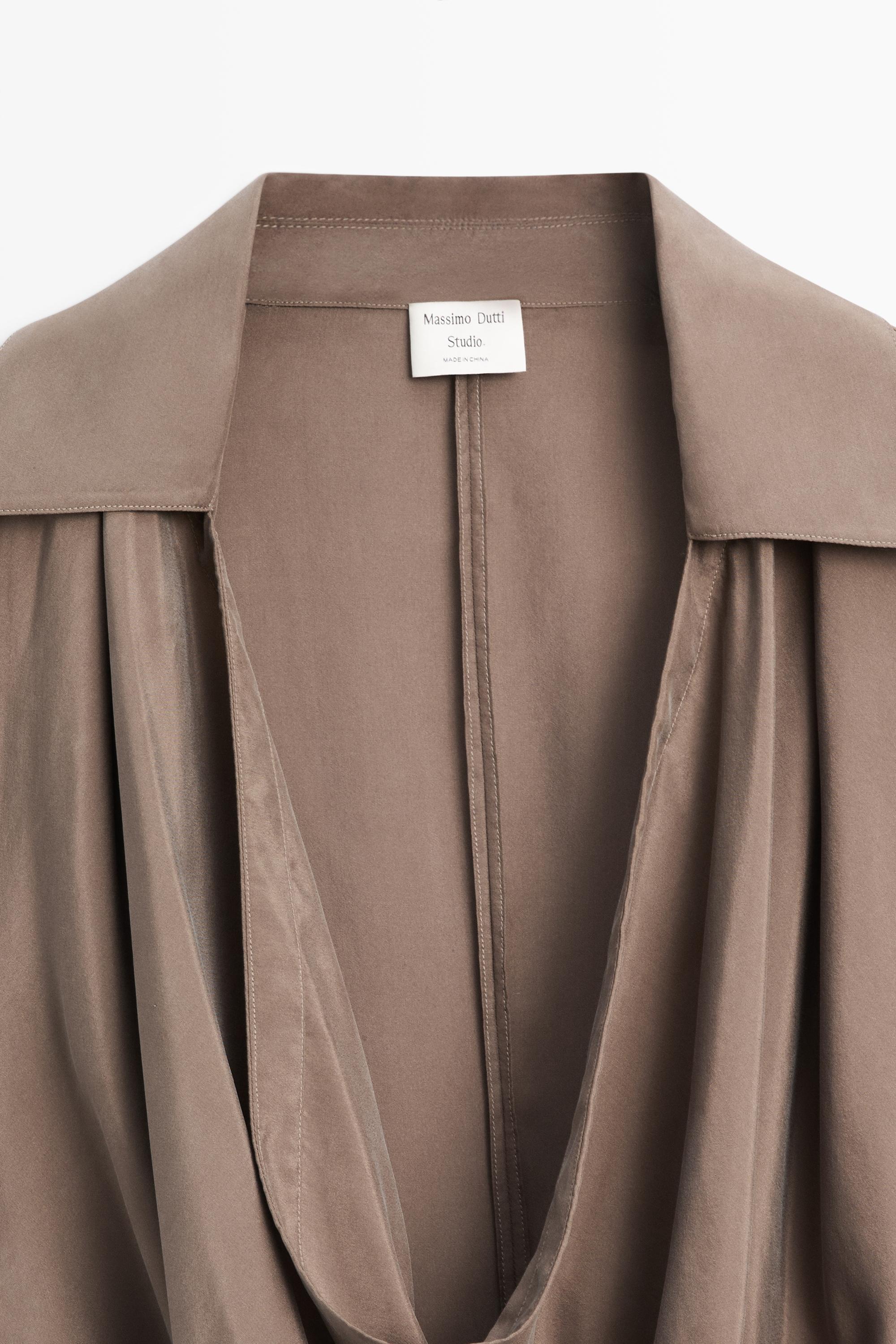 Draped neckline trench dress - STUDIO — BROWN