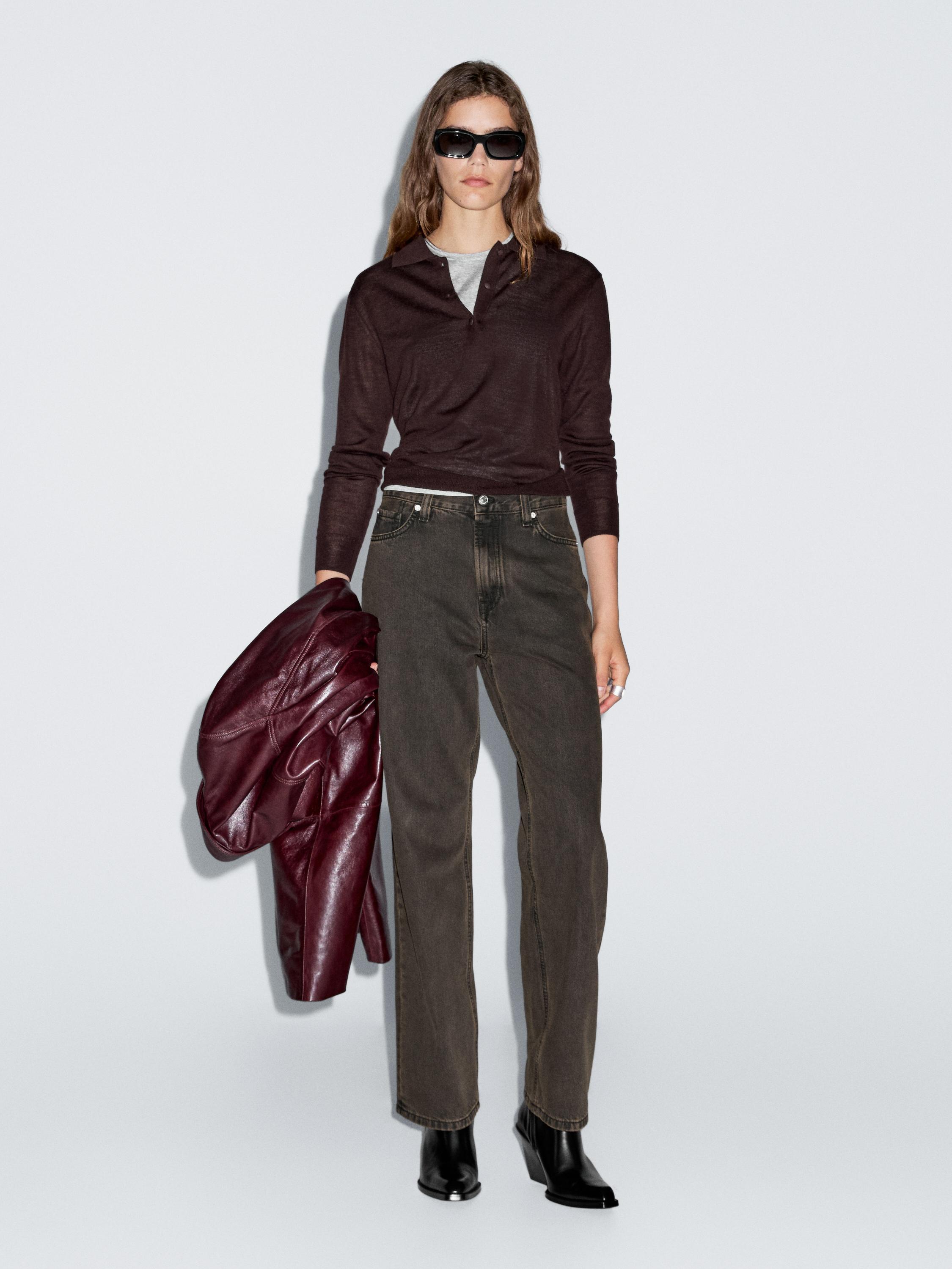 Трикотажный свитер поло из 100% шерсти