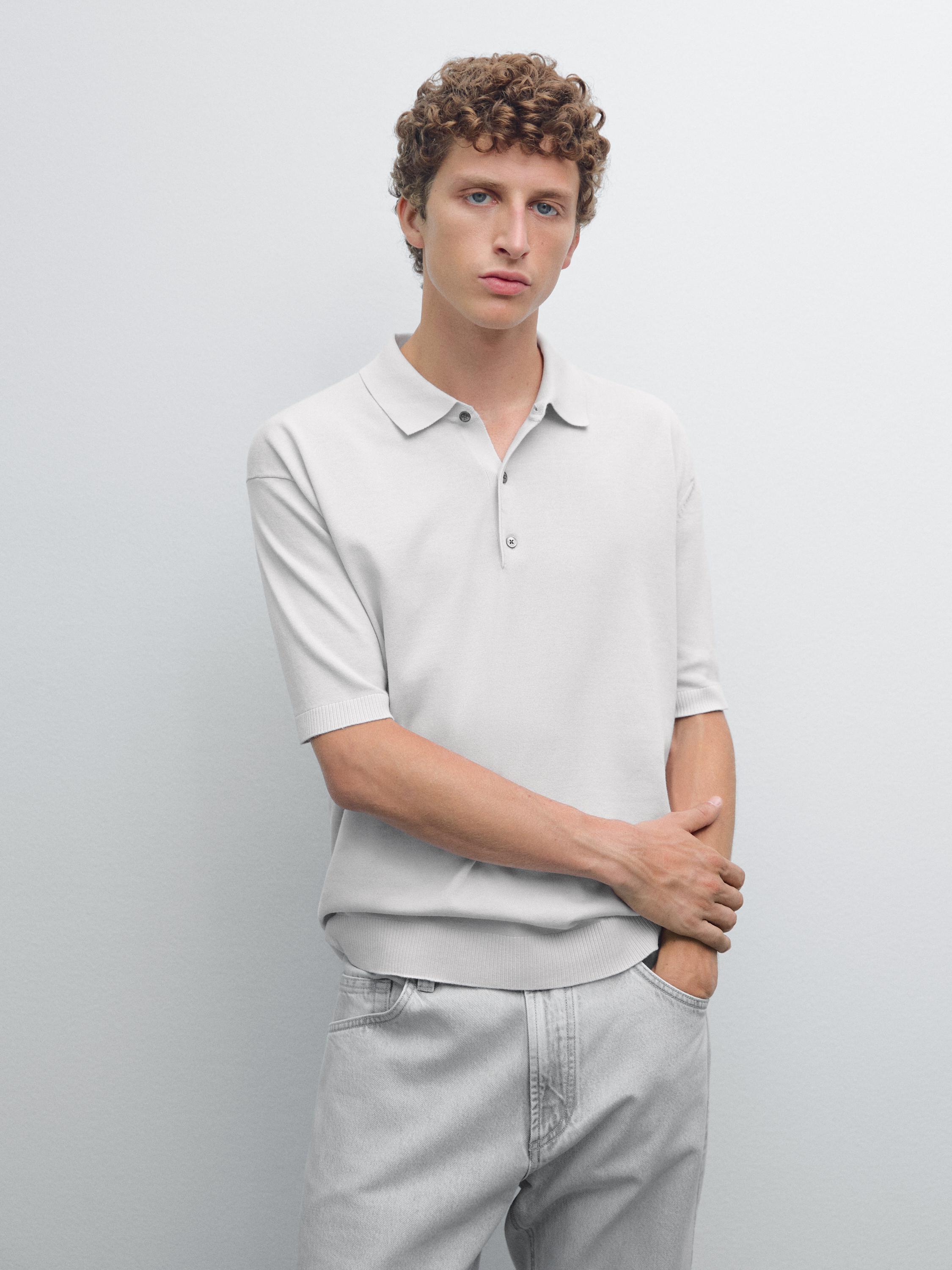 Short sleeve knit polo shirt