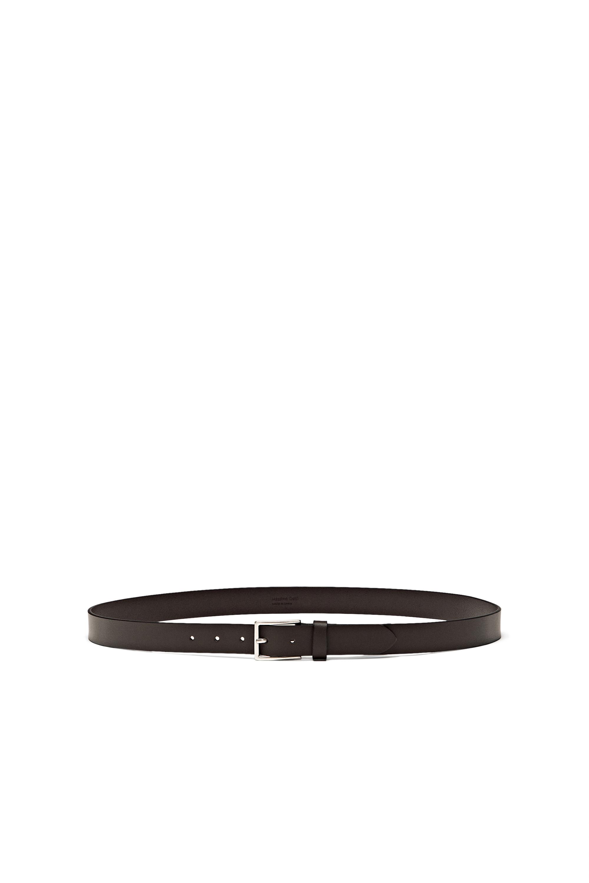 Nappa leather belt with rectangular buckle — BROWN