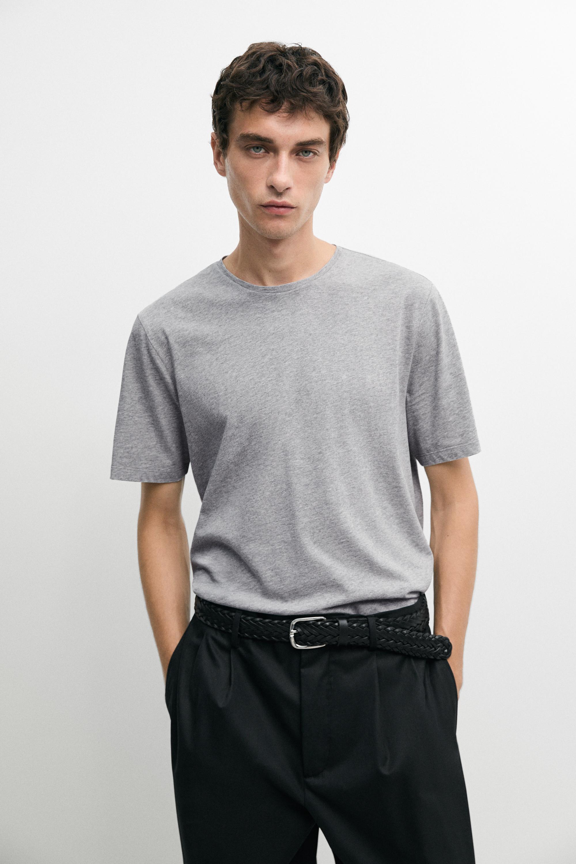 Short sleeve melange cotton T-shirt