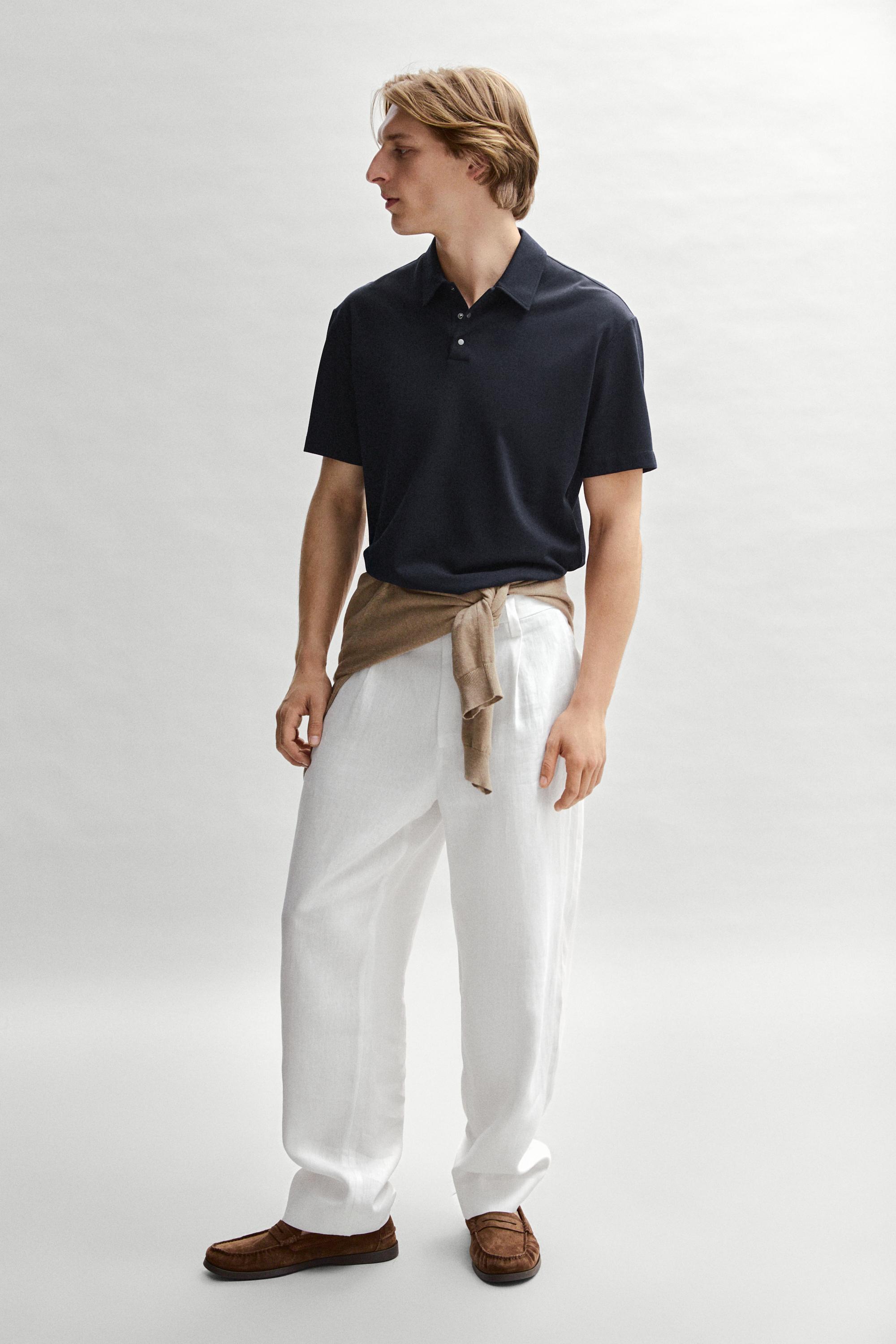 100% cotton short sleeve polo shirt — NAVY BLUE