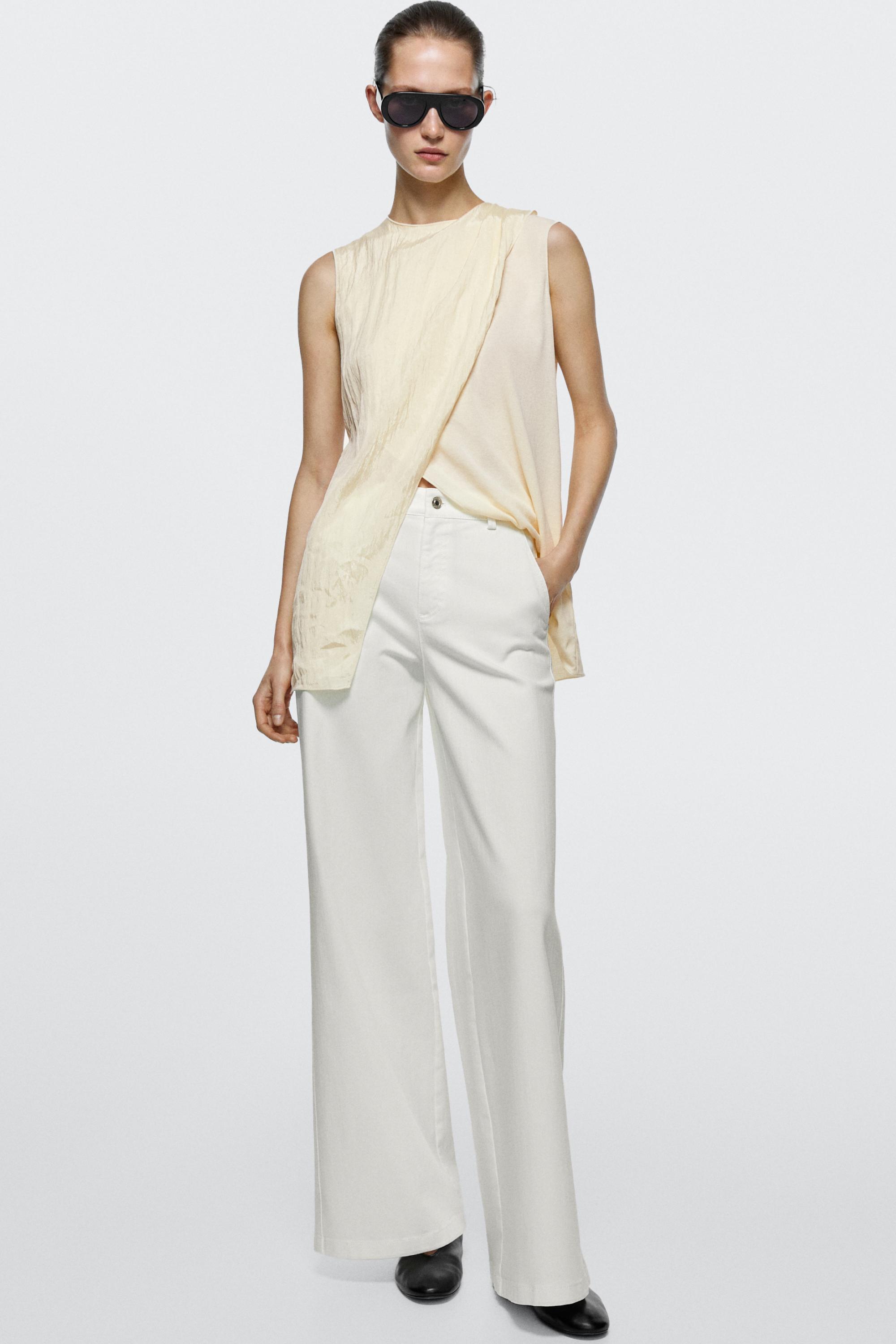 High-waist palazzo jeans — WHITE