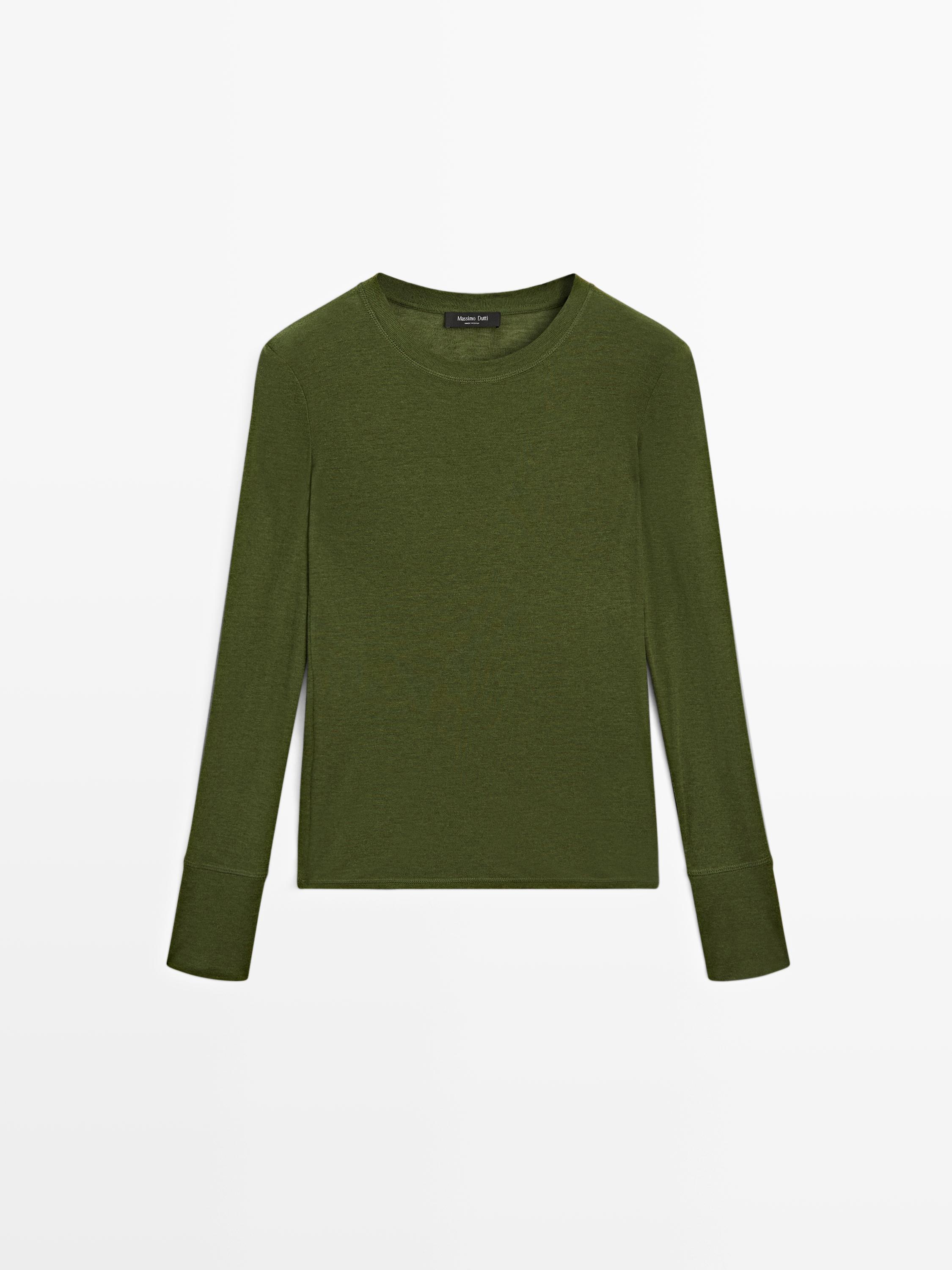 Long sleeve T-shirt with ribbed trims