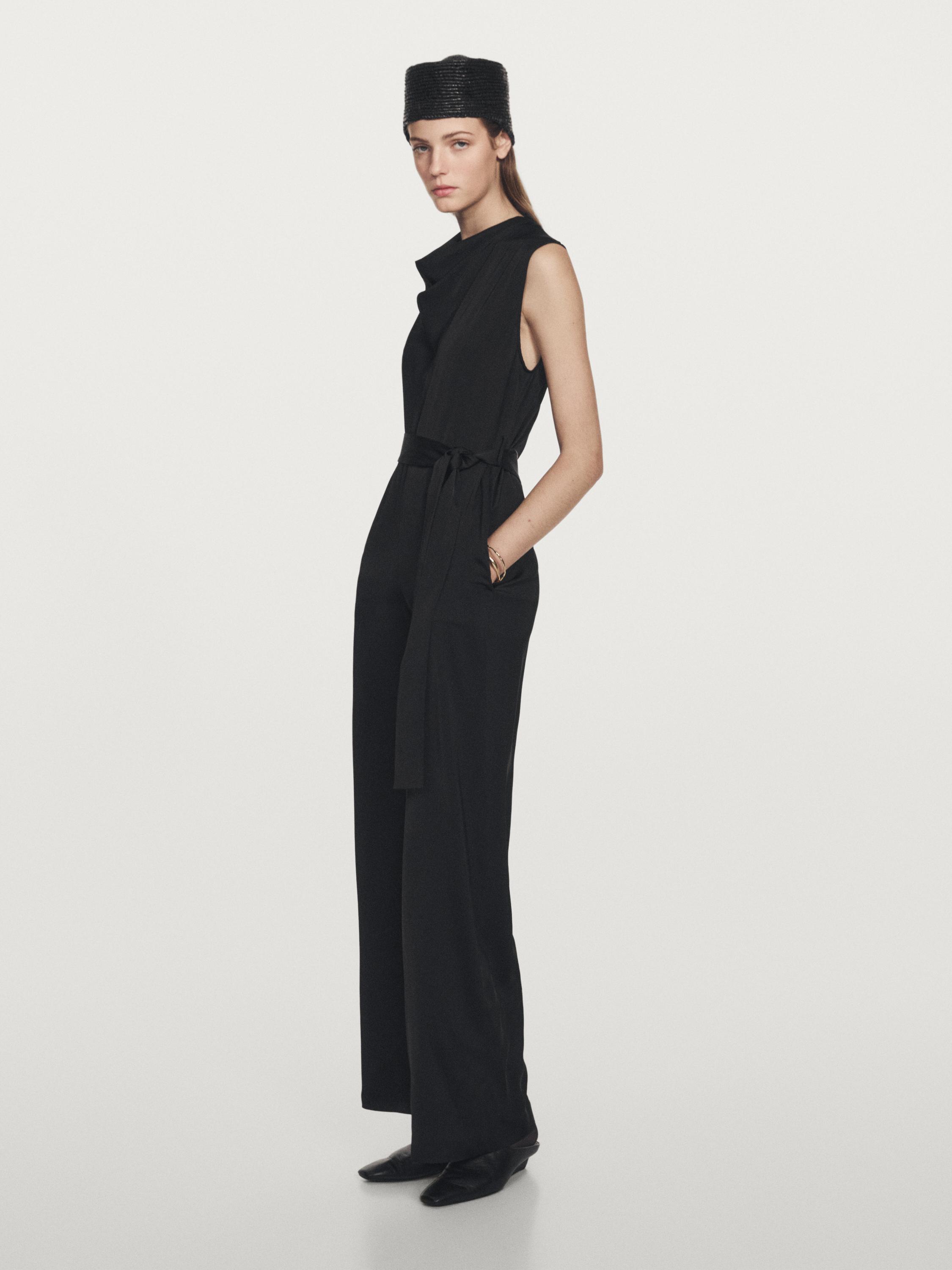 Flowing satin jumpsuit
