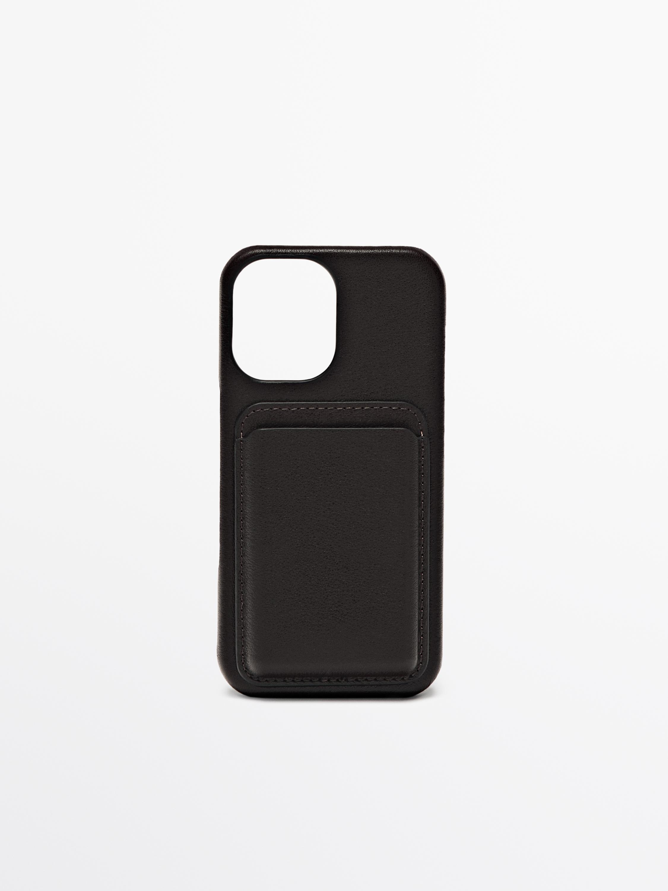 Nappa Leather IPhone 16 Case Brown Black Accessories Massimo Dutti Nappa leather iphone 16 case brown black accessories massimo dutti