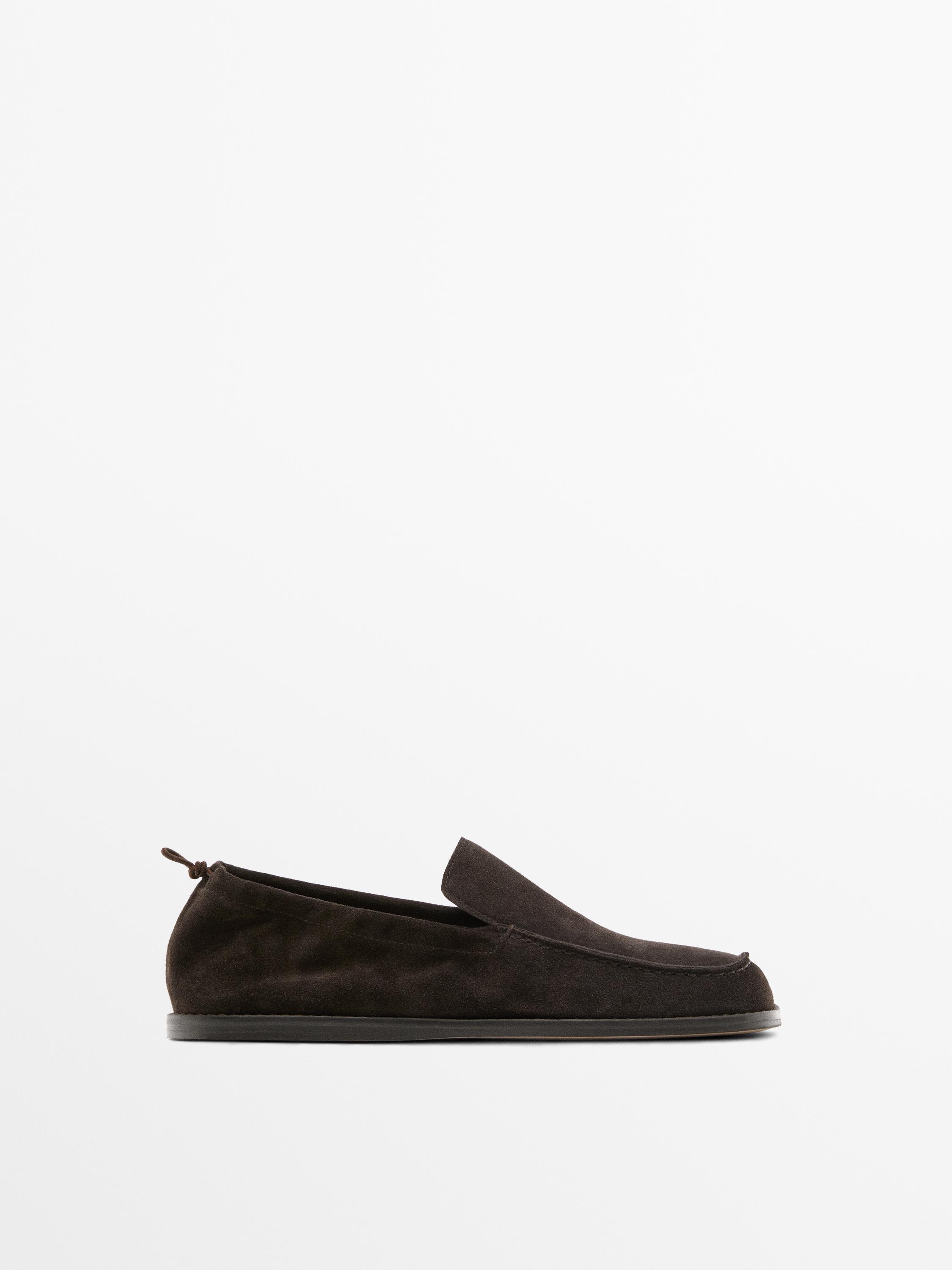Soft leather loafers with gathered detail