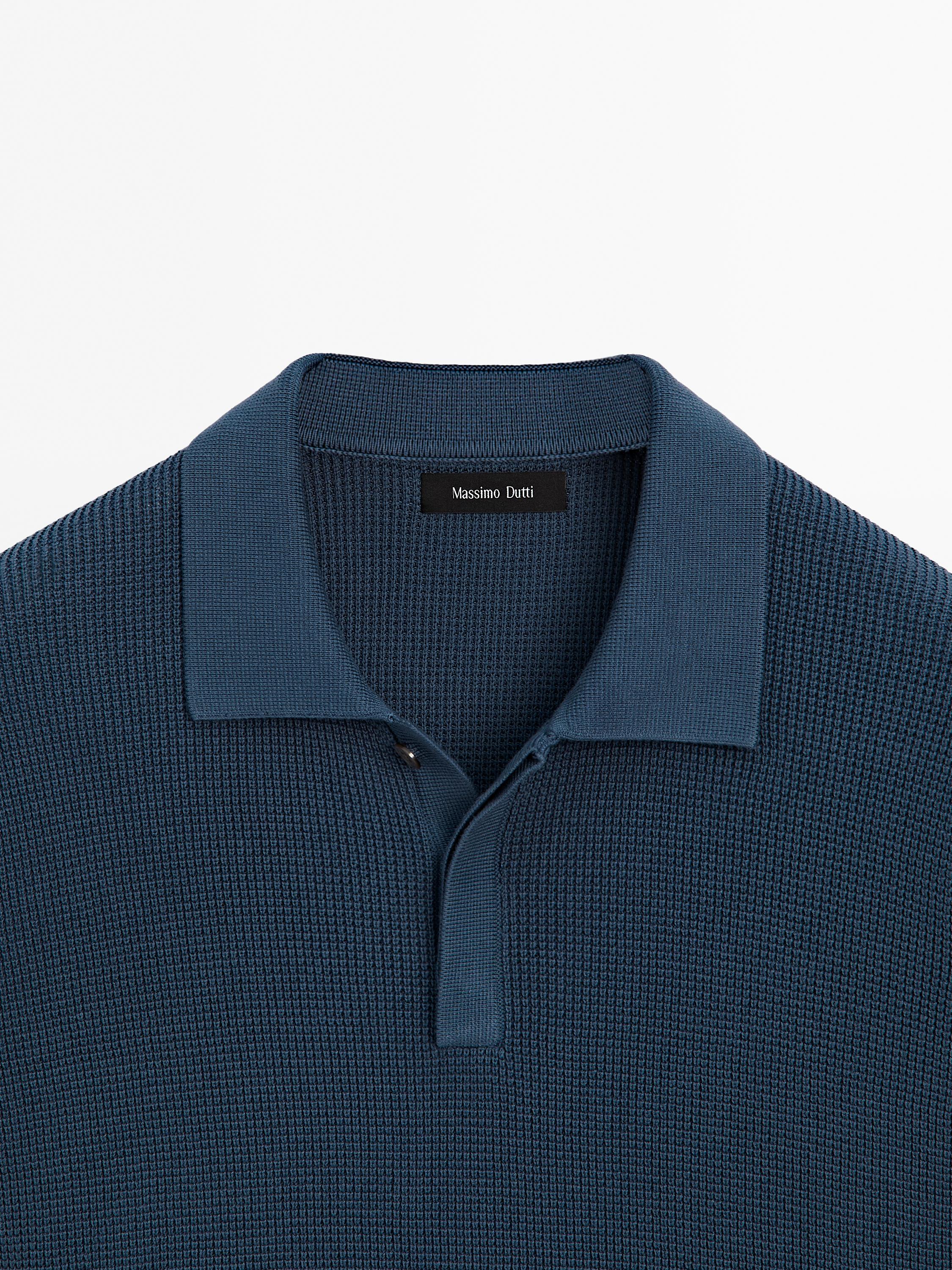 Polo en maille texturée de coton