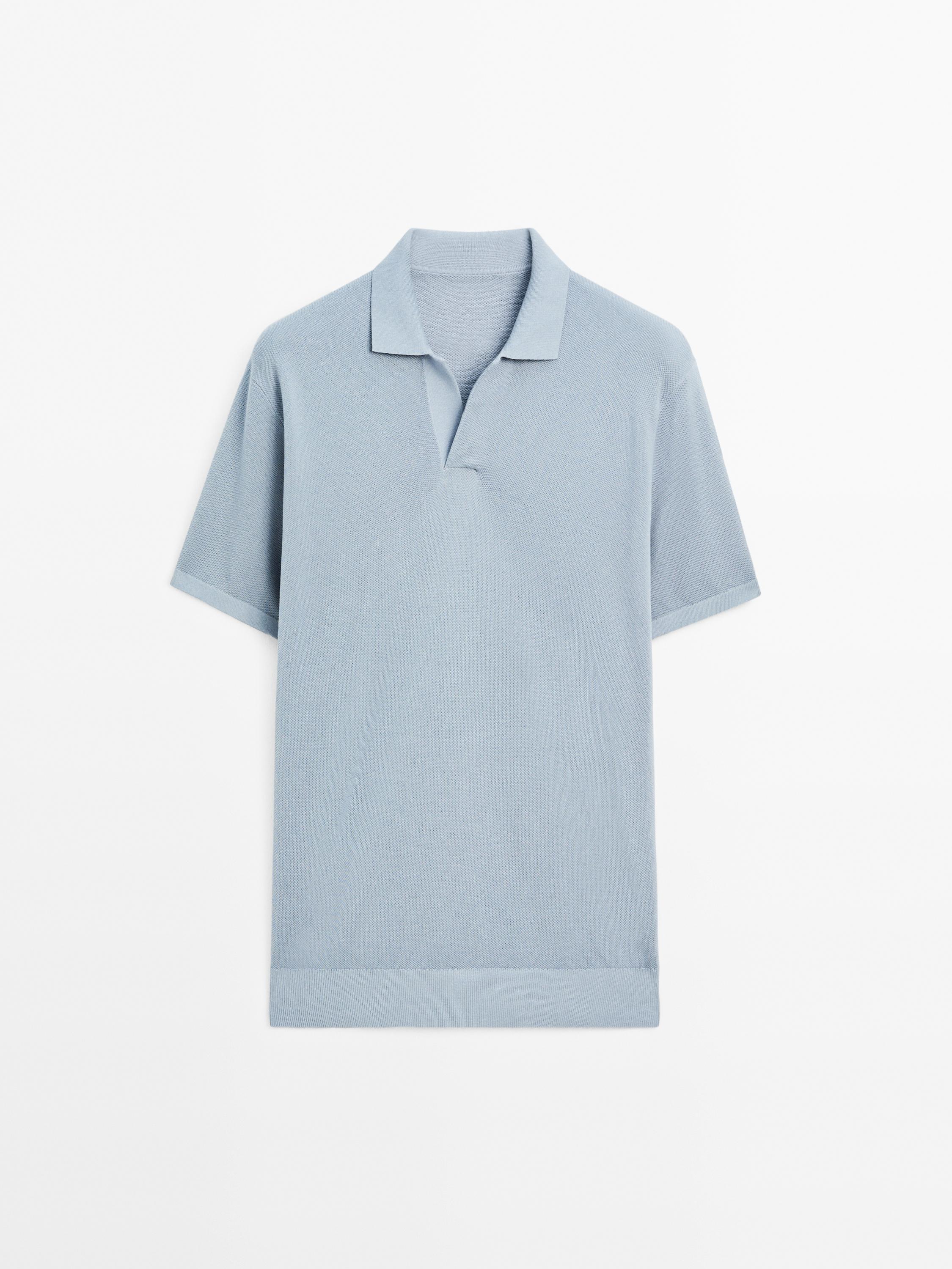 V-neck knitted polo shirt