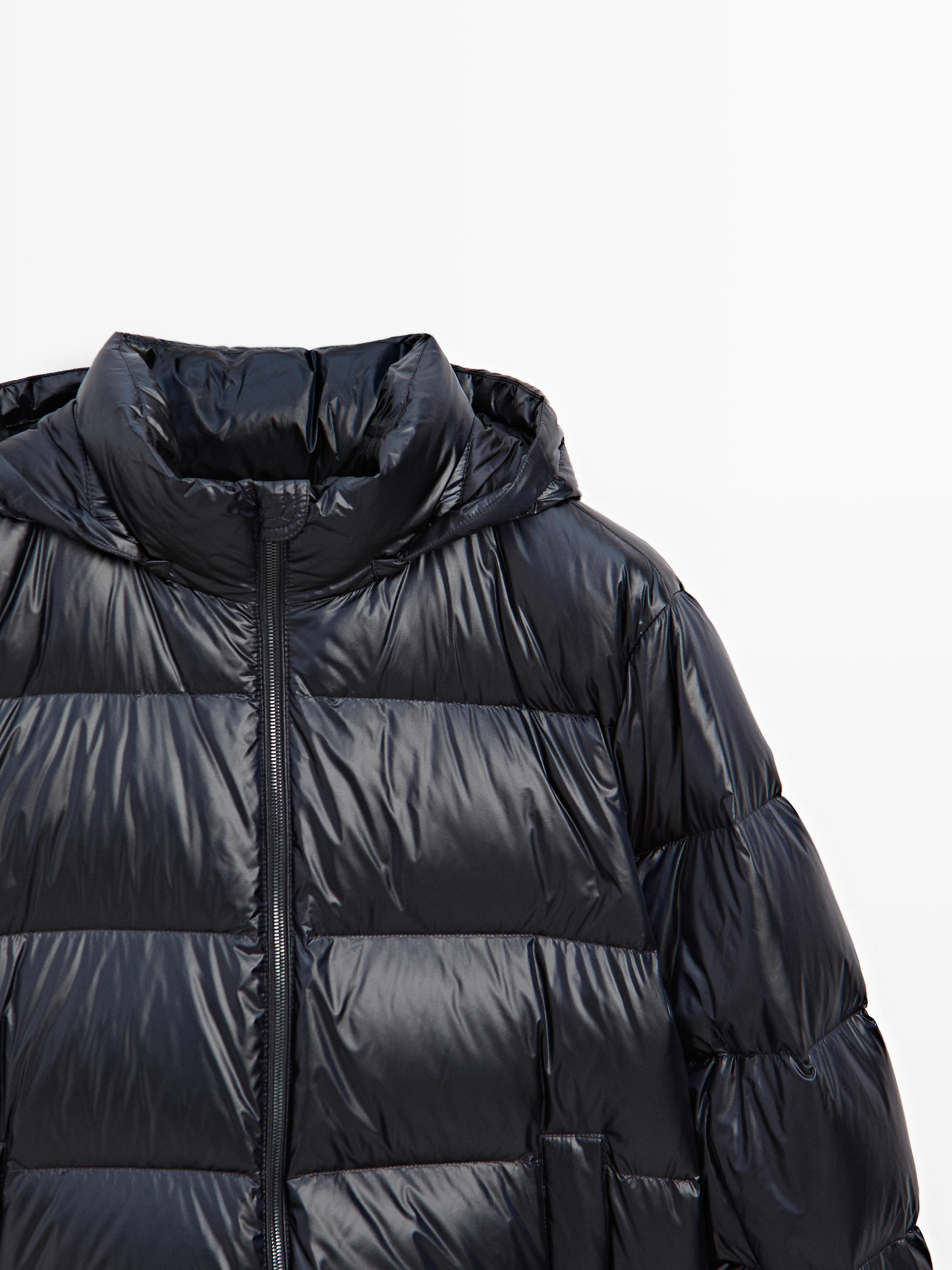 Water-repellent satin puffer jacket