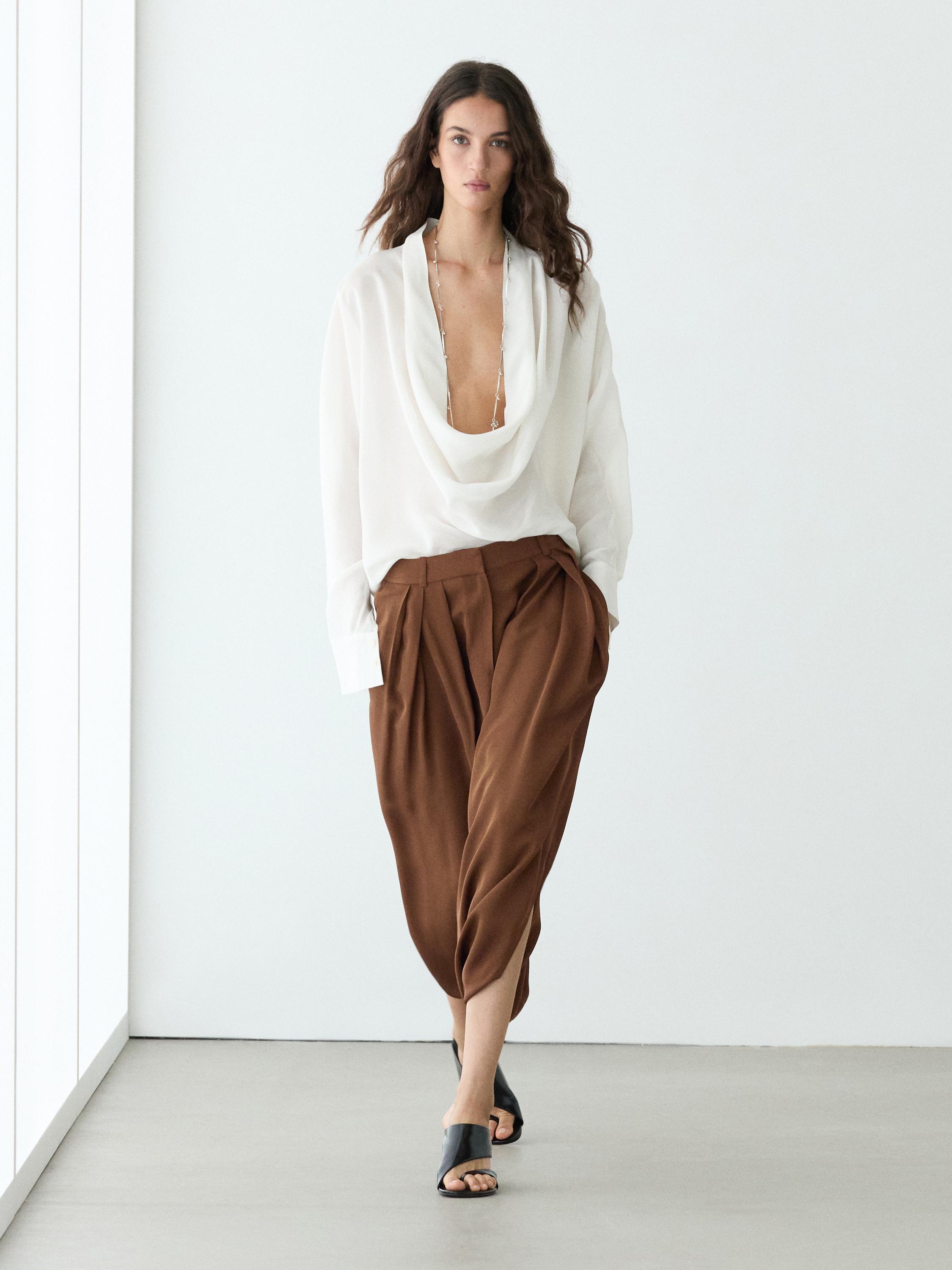 Flowing pleated skort — Washed