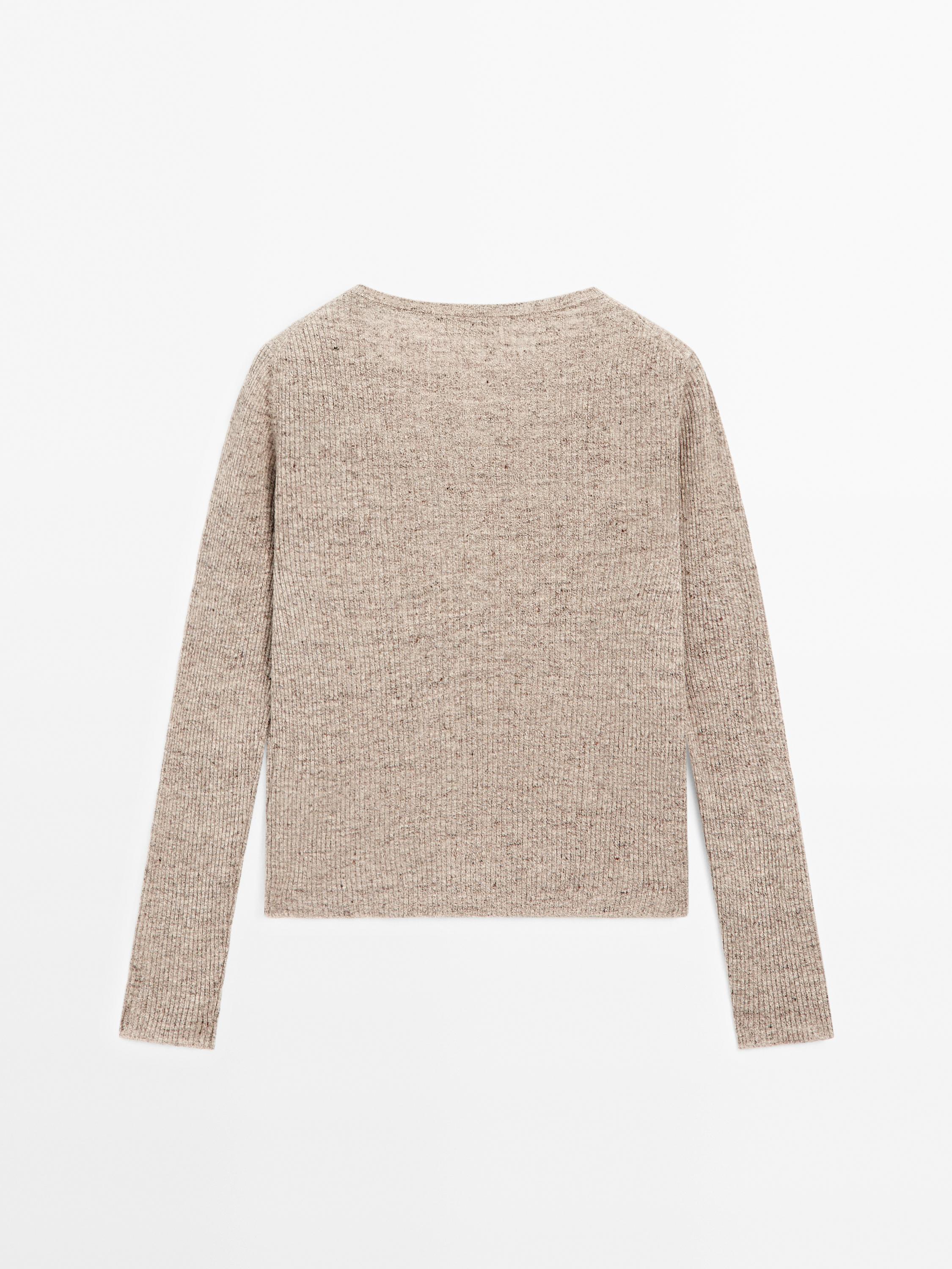 Linen blend henley sweater