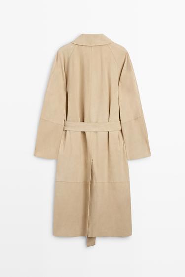 Long suede leather coat — Beige 6