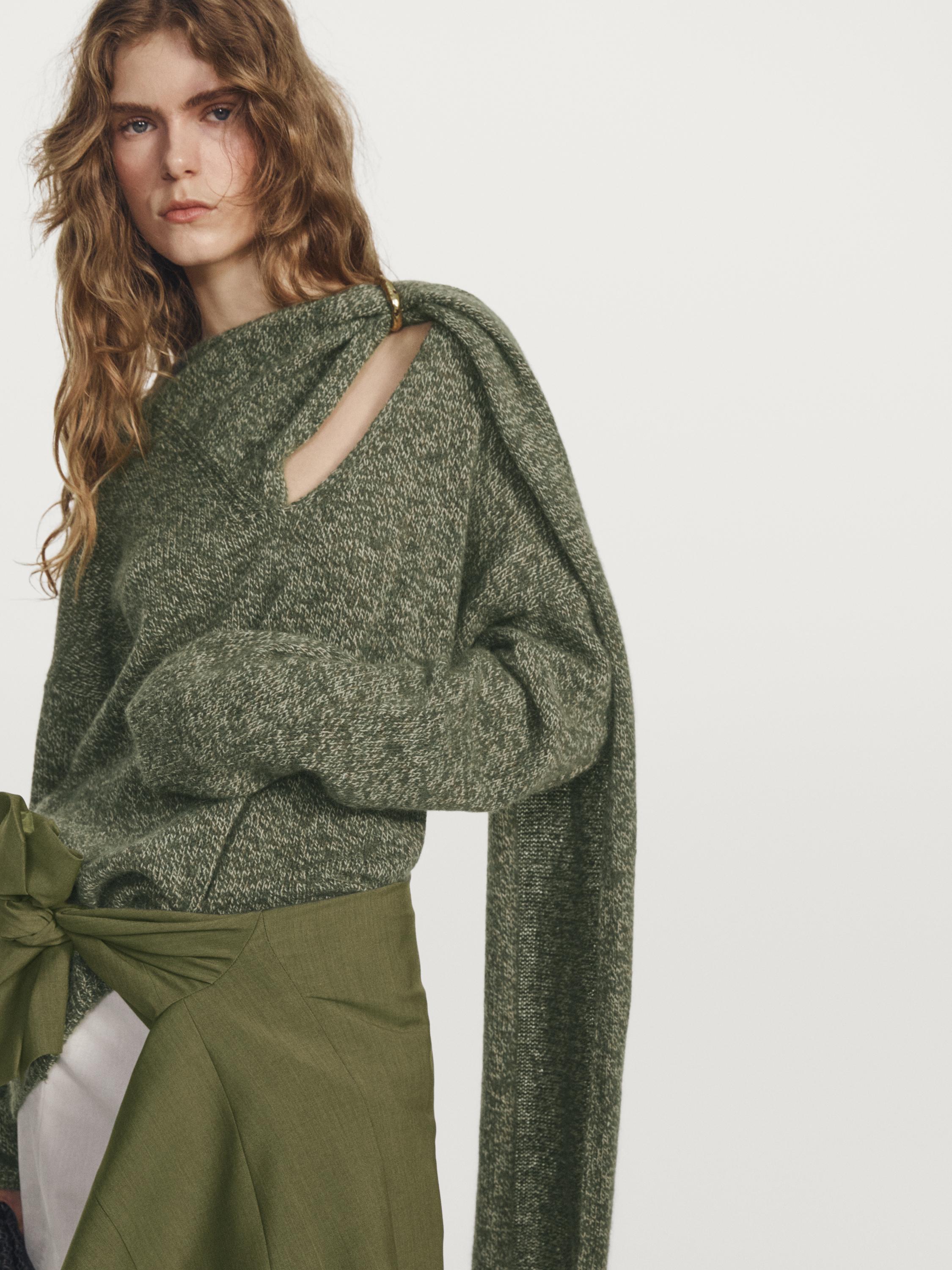 Flecked knit sweater with scarf - STUDIO