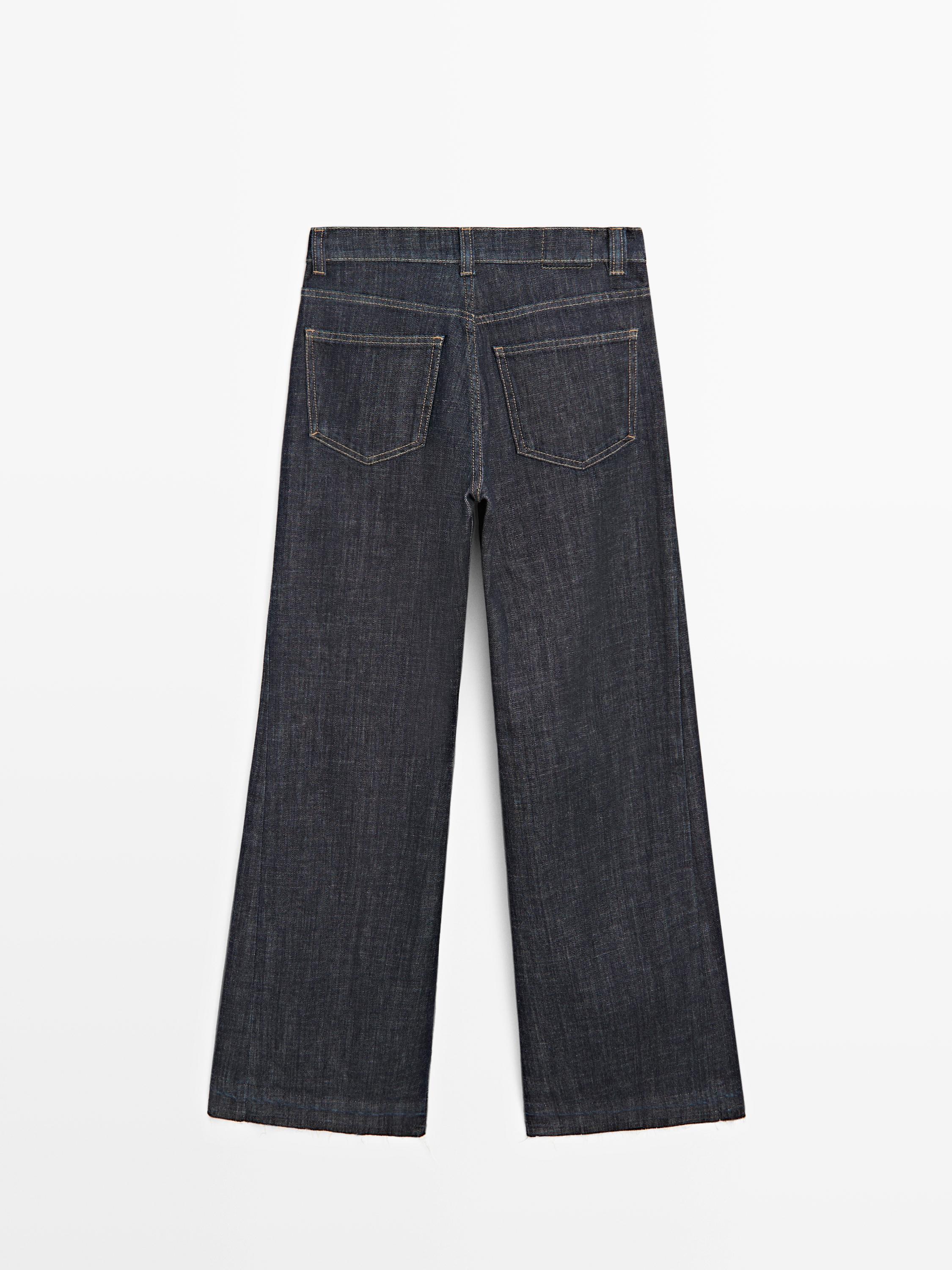 Flared high-waist jeans — DARK BLUE