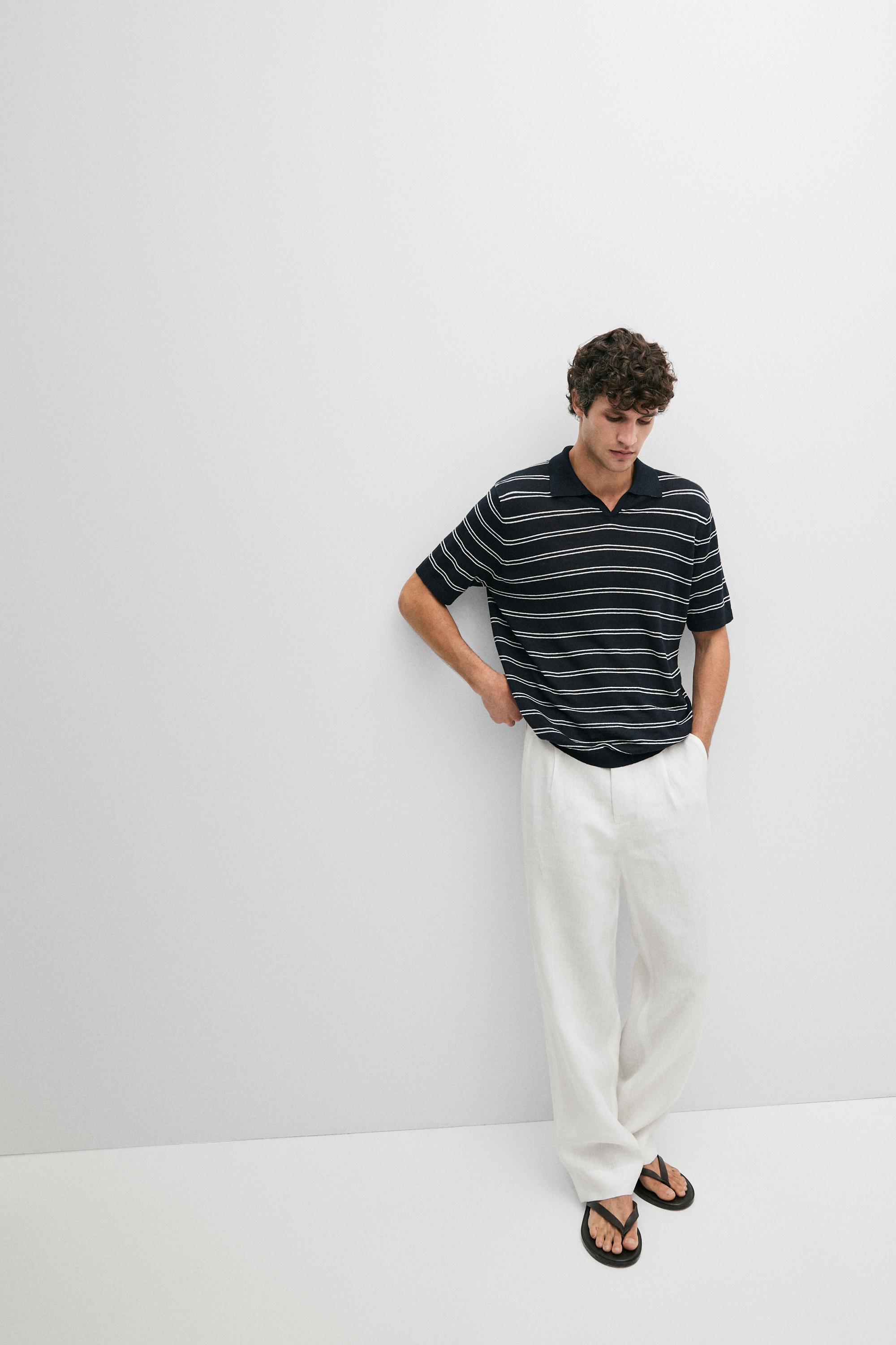 Darted 100% linen trousers — Off white