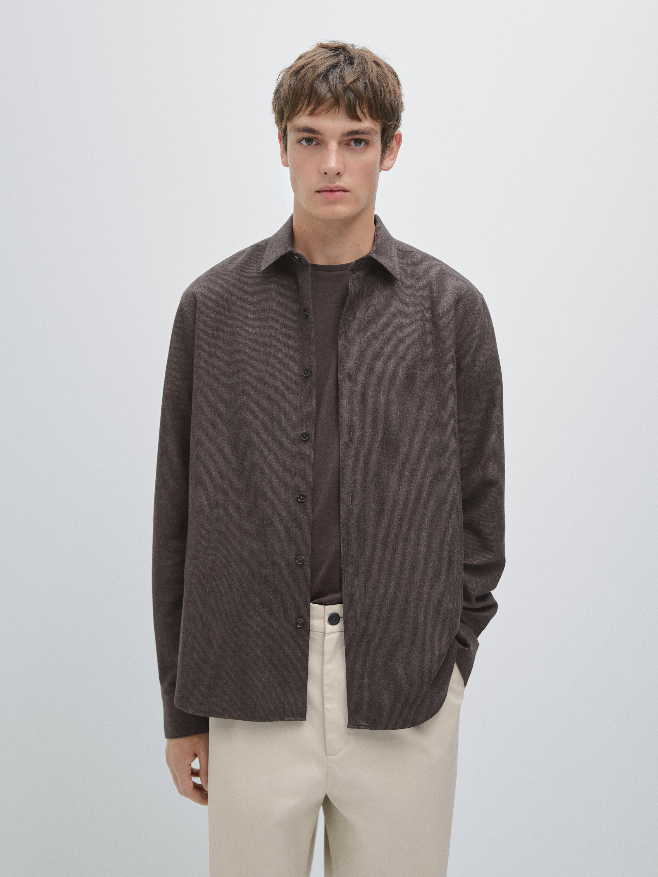 Regular fit check texture melange shirt