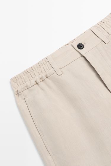 100% linen short Bermuda shorts — BEIGE 4