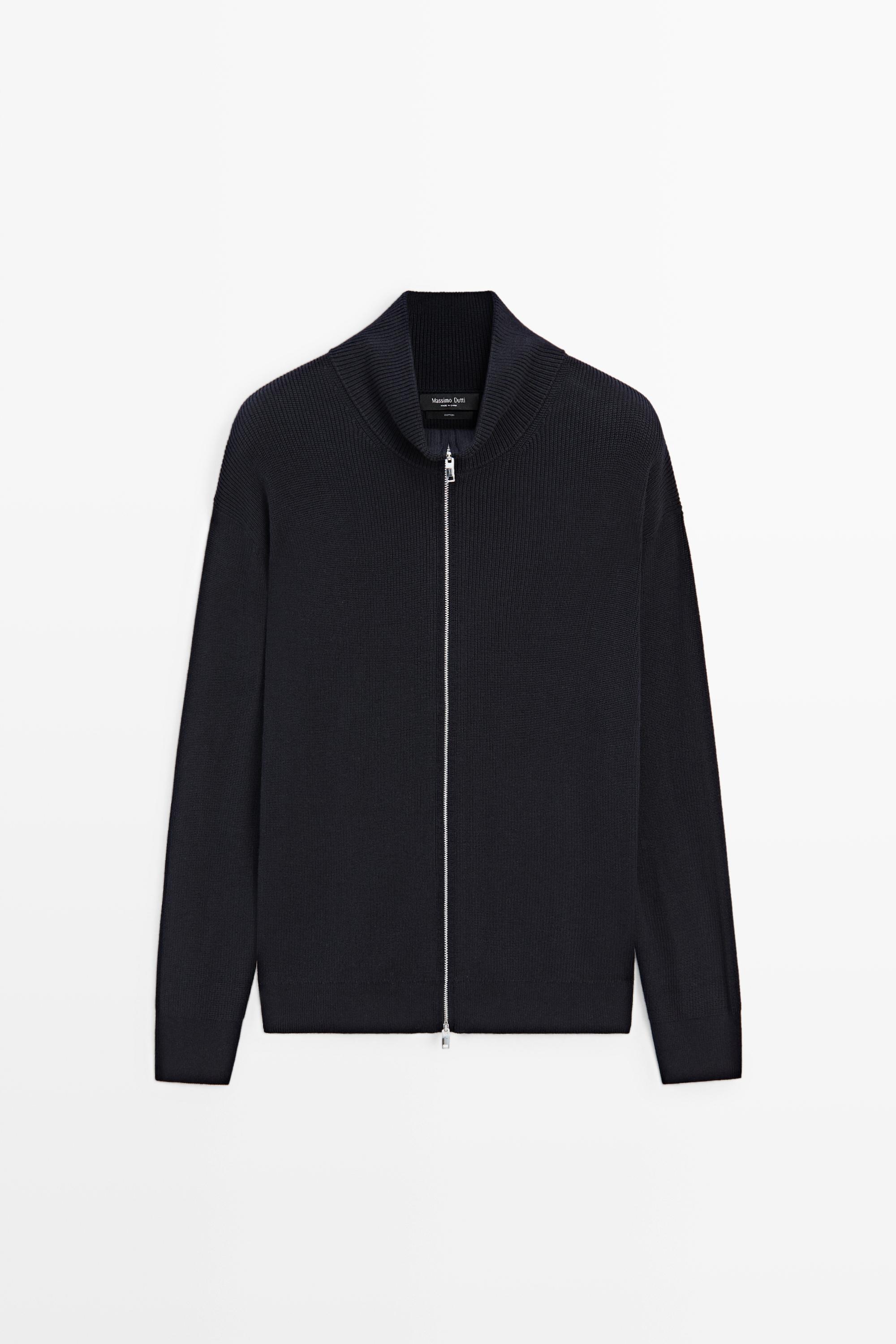 100% cotton ribbed knit cardigan