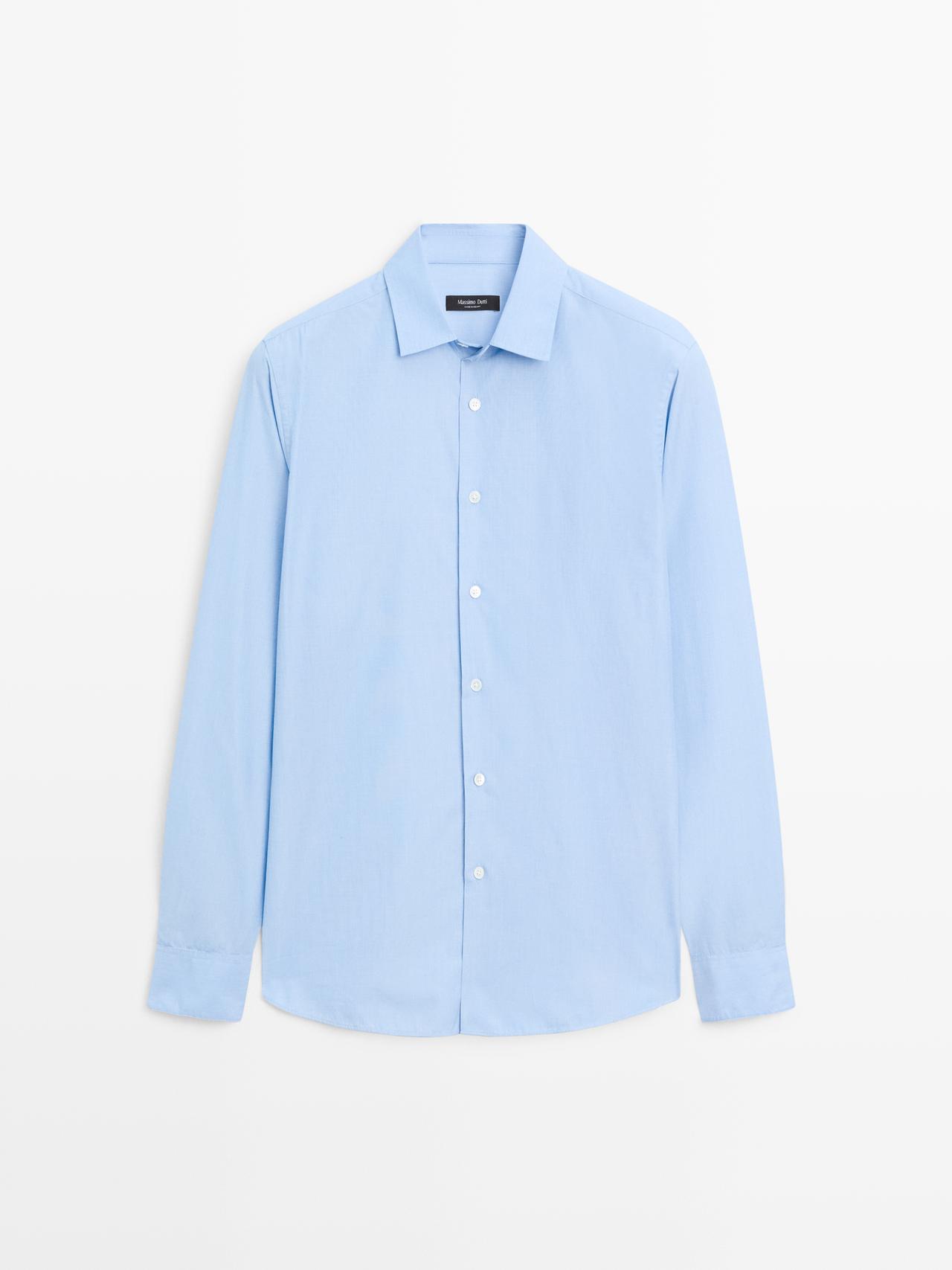 Massimo Dutti - Herre - Regular Fit Skjorte I 100 % Bomuld - Himmelblå - S