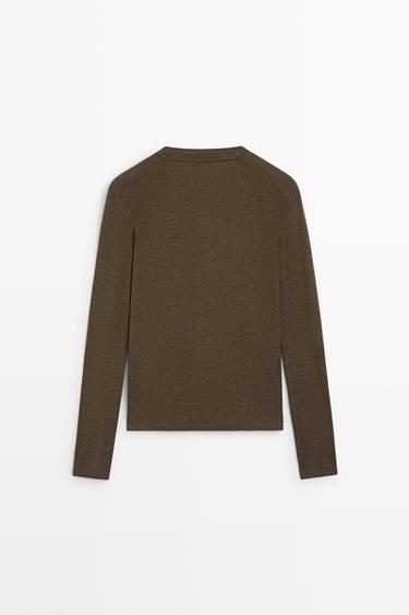 Cotton blend knit T-shirt — MEDIUM CAMEL 6