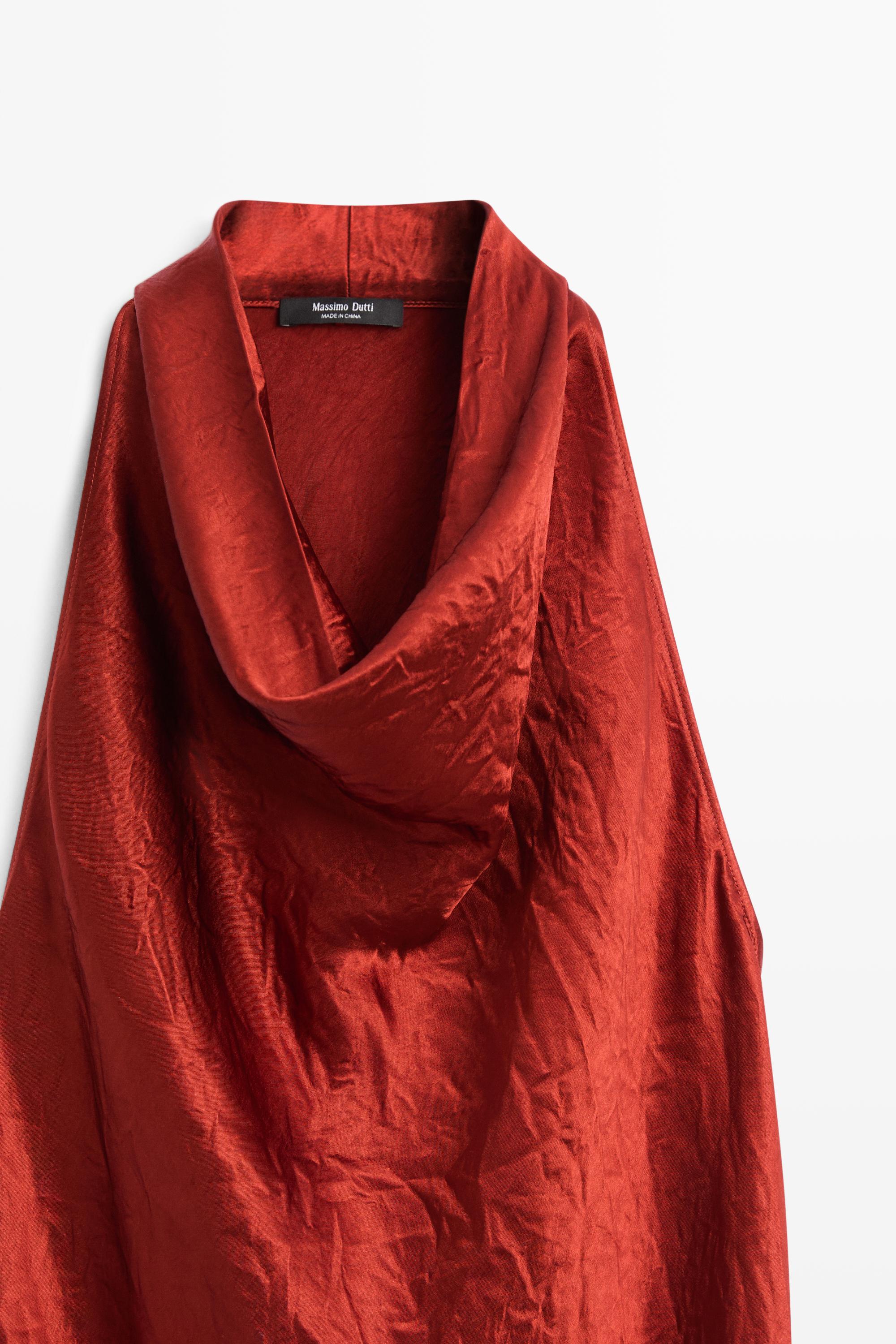 Draped neckline maxi dress — BRIGHT RED