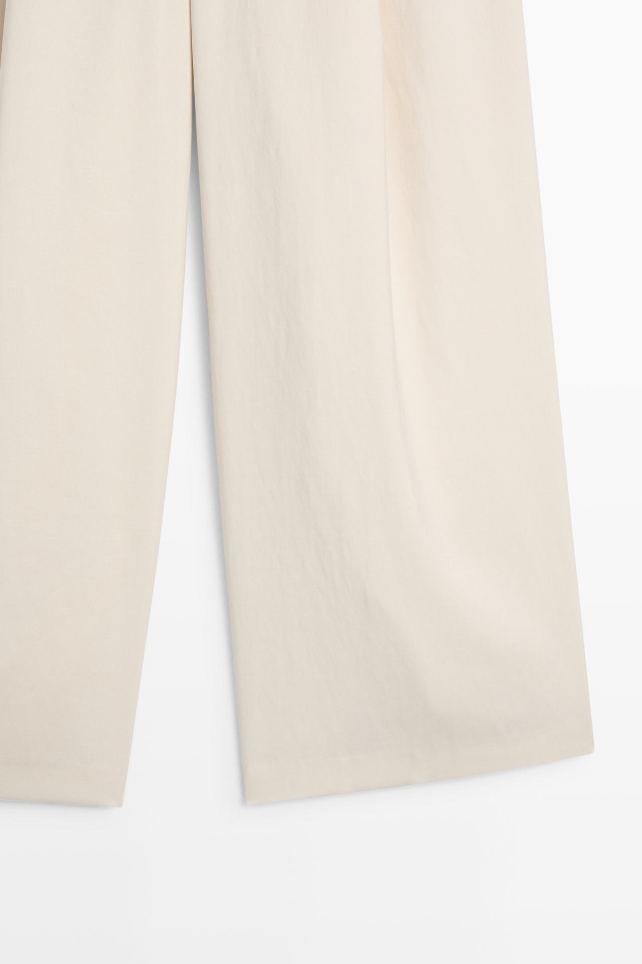 Flowing cropped wide-leg pants — CREAM