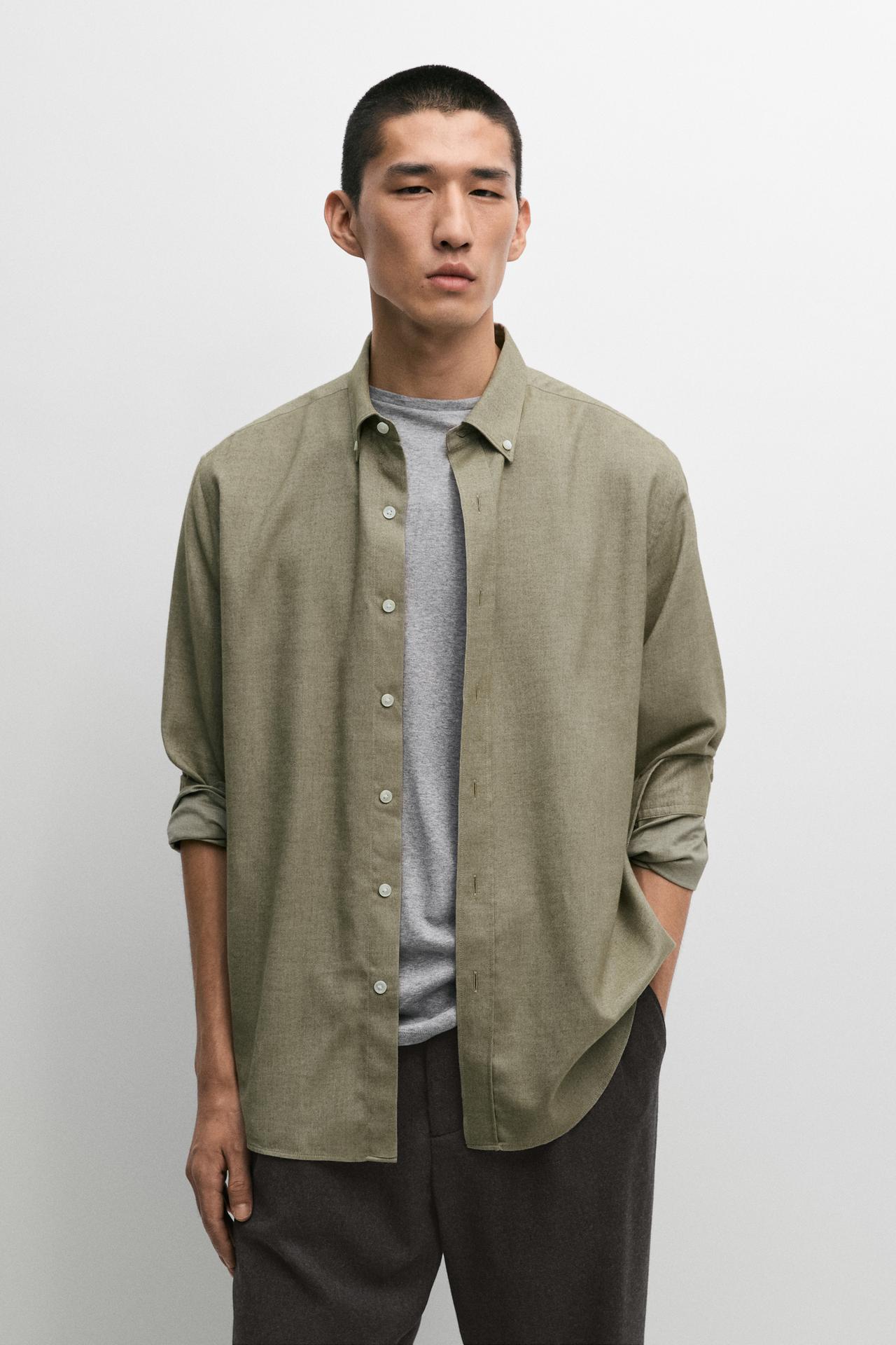 Regular fit 100% cotton shirt — MUSTARD YELLOW