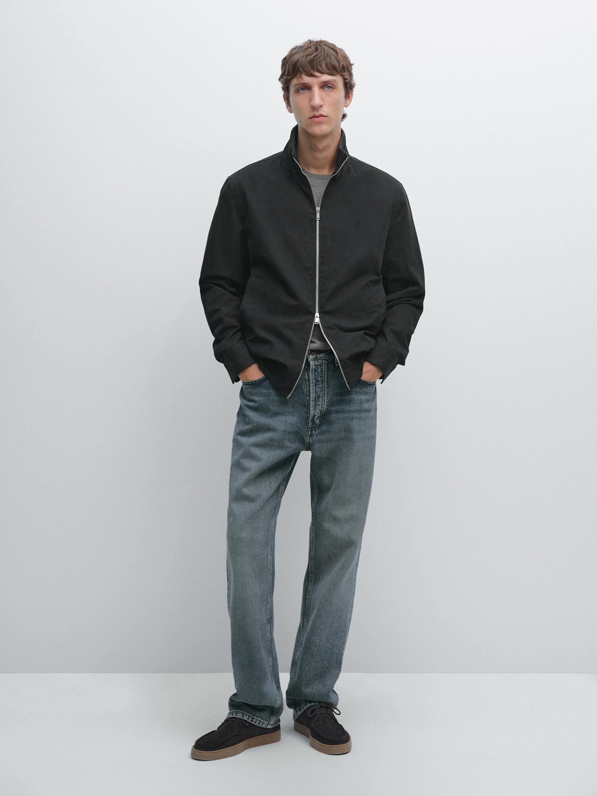 Giacca Manopesca Con Toppe Sui Gomiti - Blu Marino - Xl - Massimo Dutti - Maschile