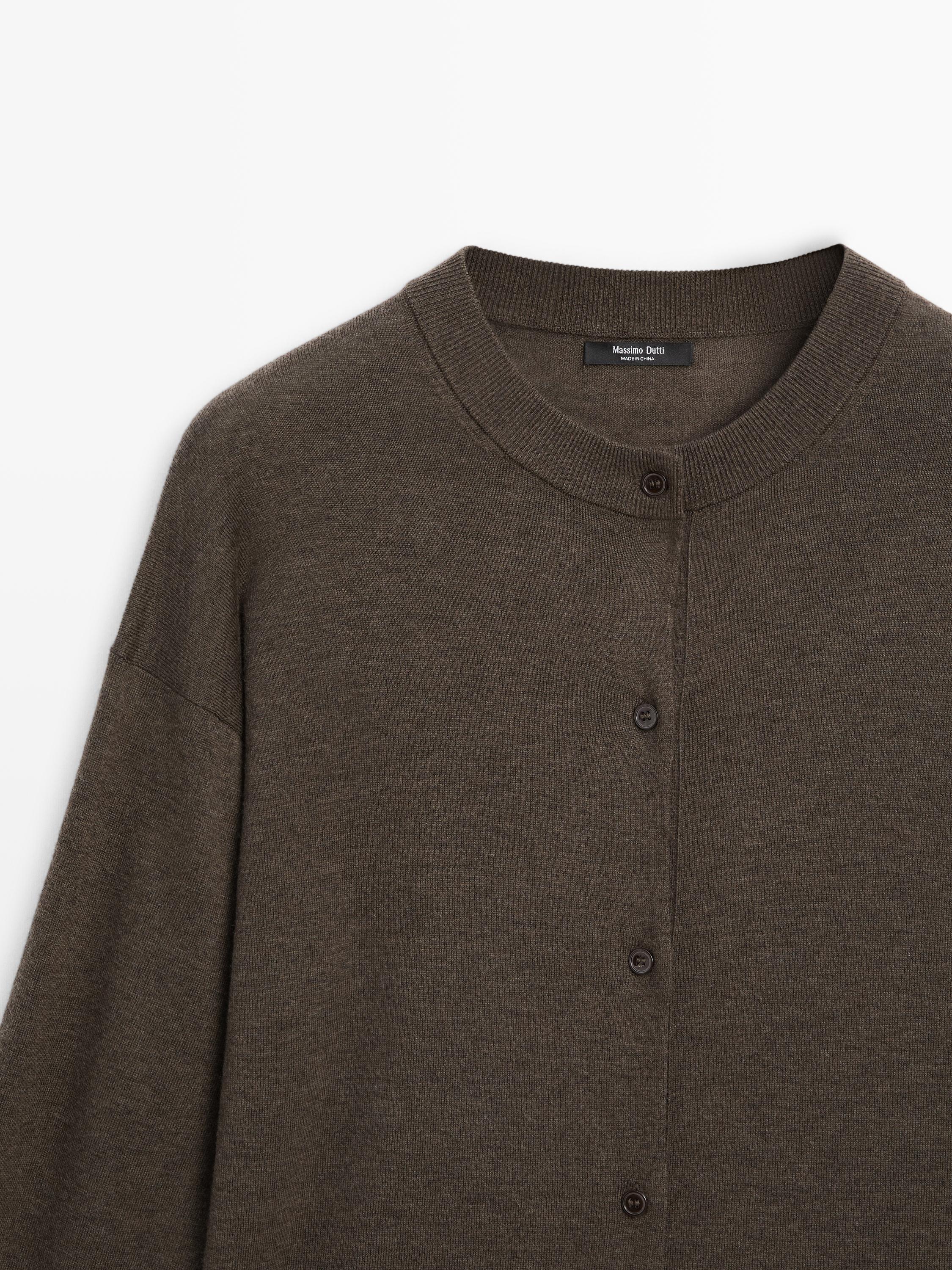 Long knit buttoned cardigan — MOLE BROWN