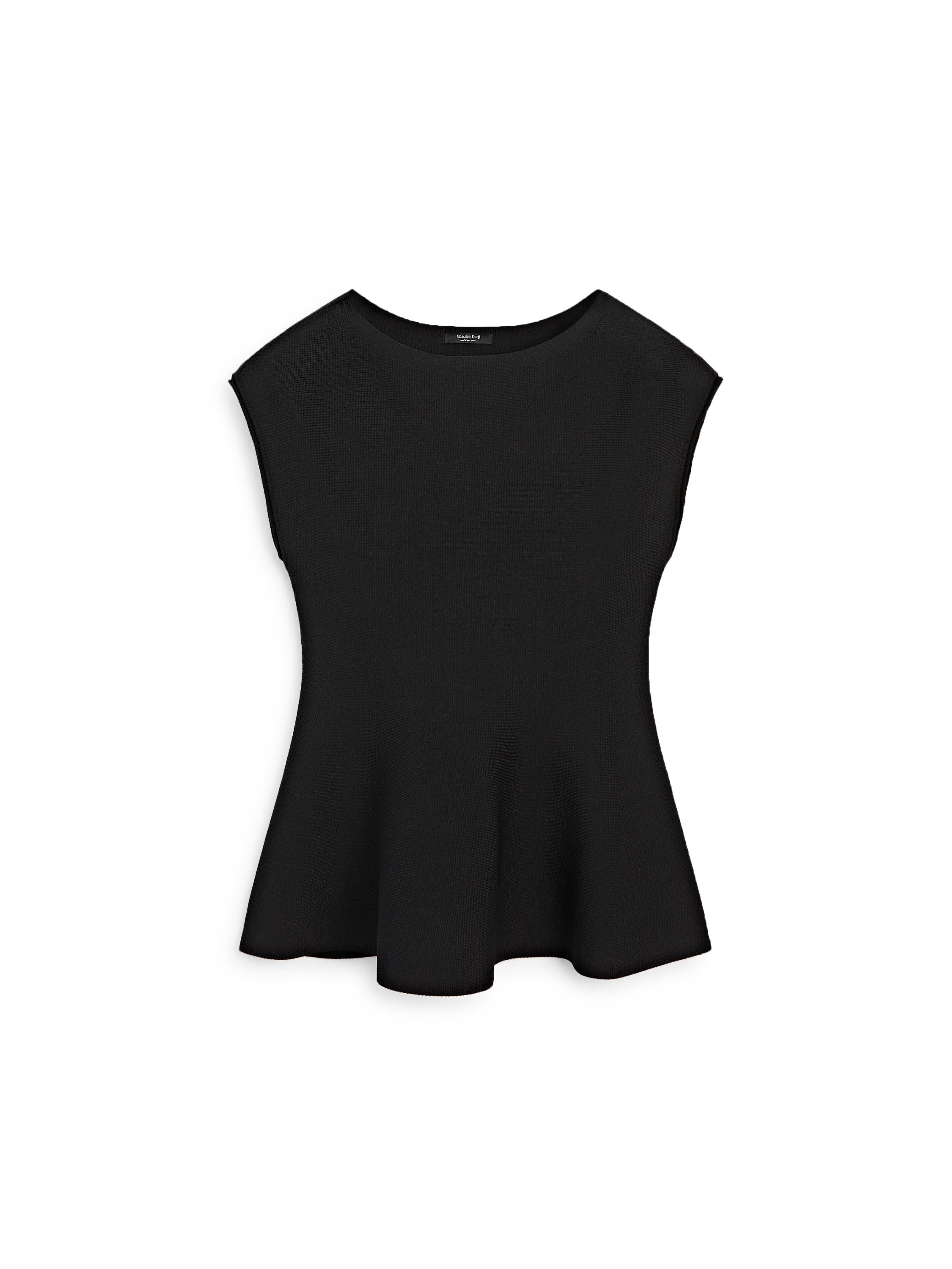 Knit top with crew neck — BLACK