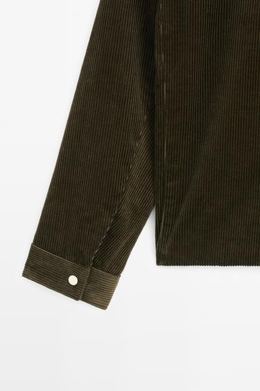 Corduroy jacket with placket detail — DARK KHAKI 7