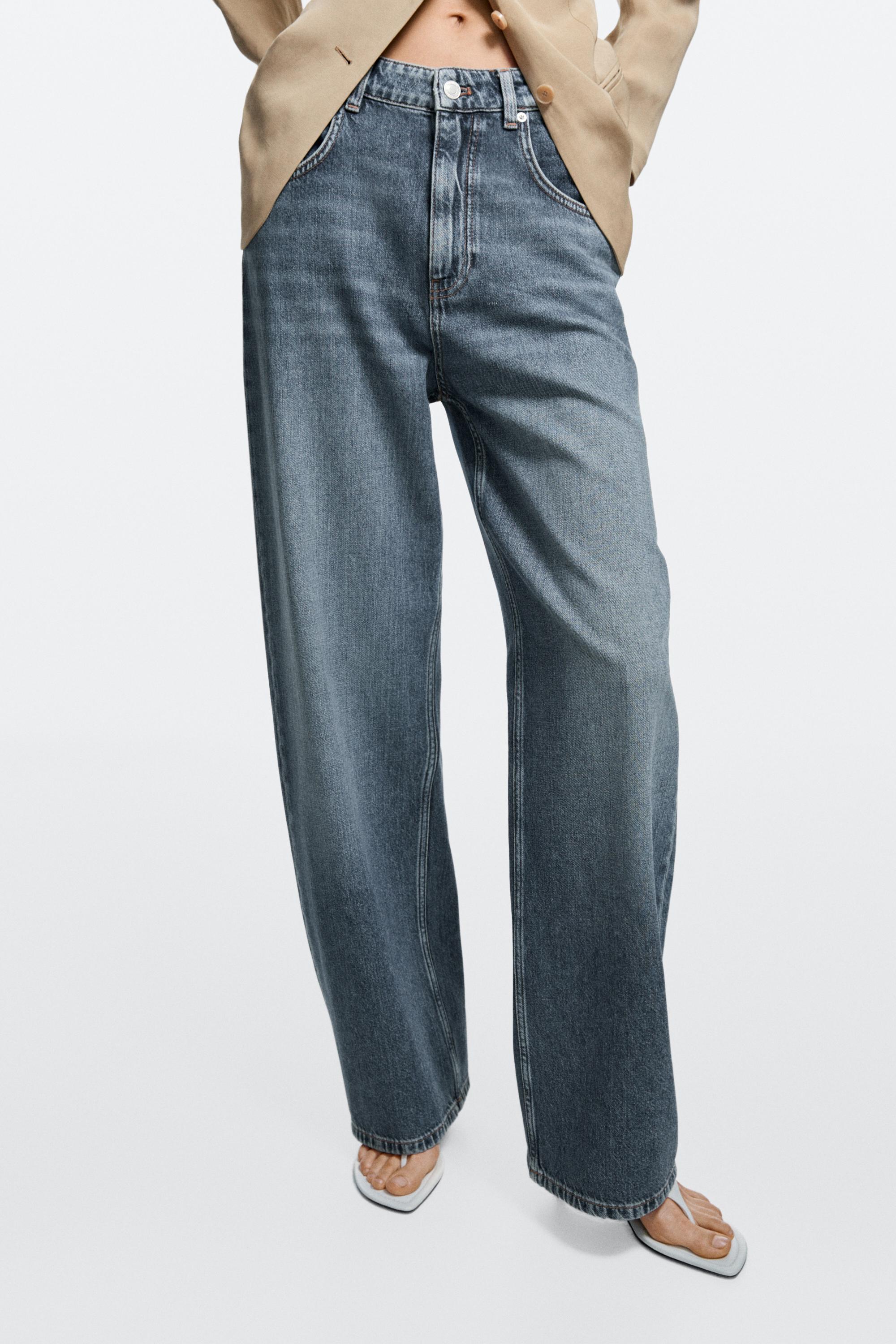 Mid-waist barrel fit jeans — MEDIUM BLUE