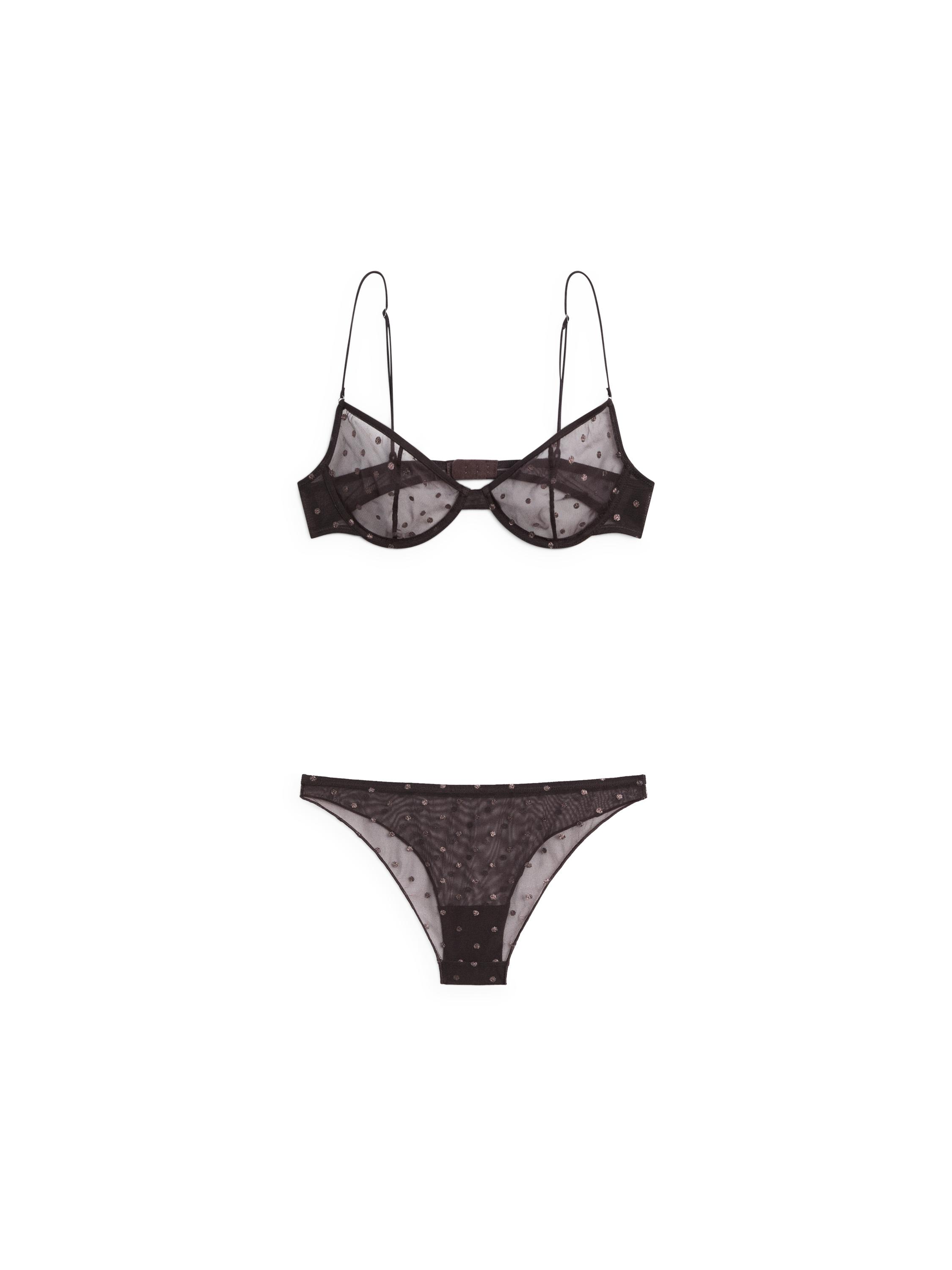 Semi-sheer polka dot bra — MOLE BROWN