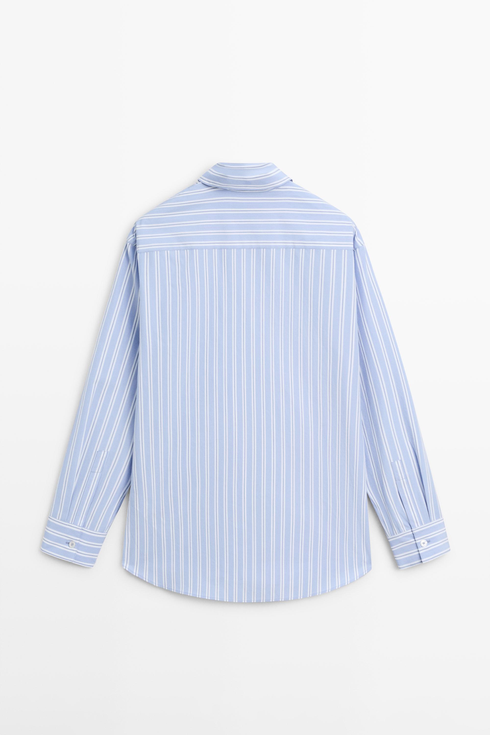 100% cotton striped shirt — BLUE