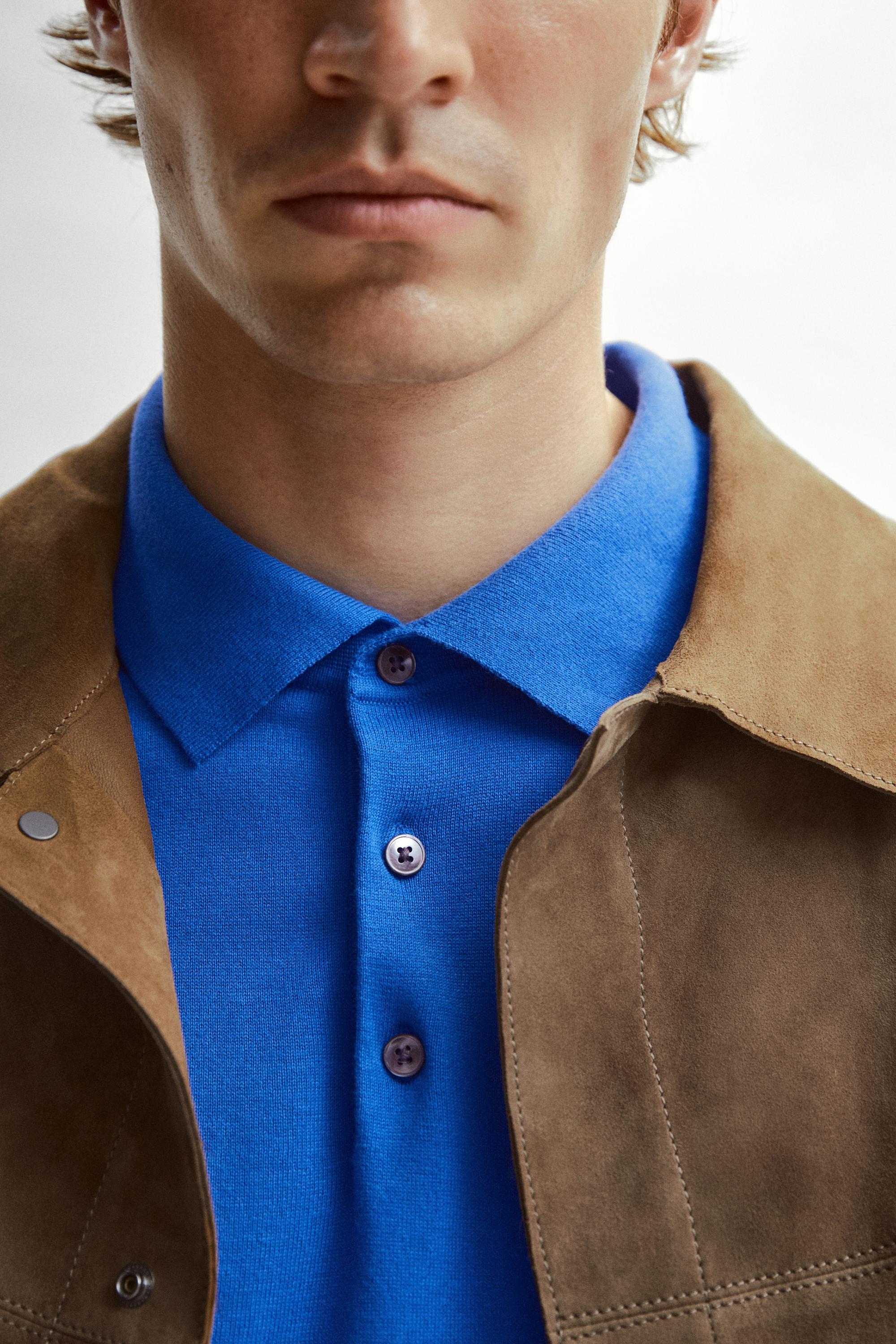 100% Cotton Knit Polo Shirt — BLUE