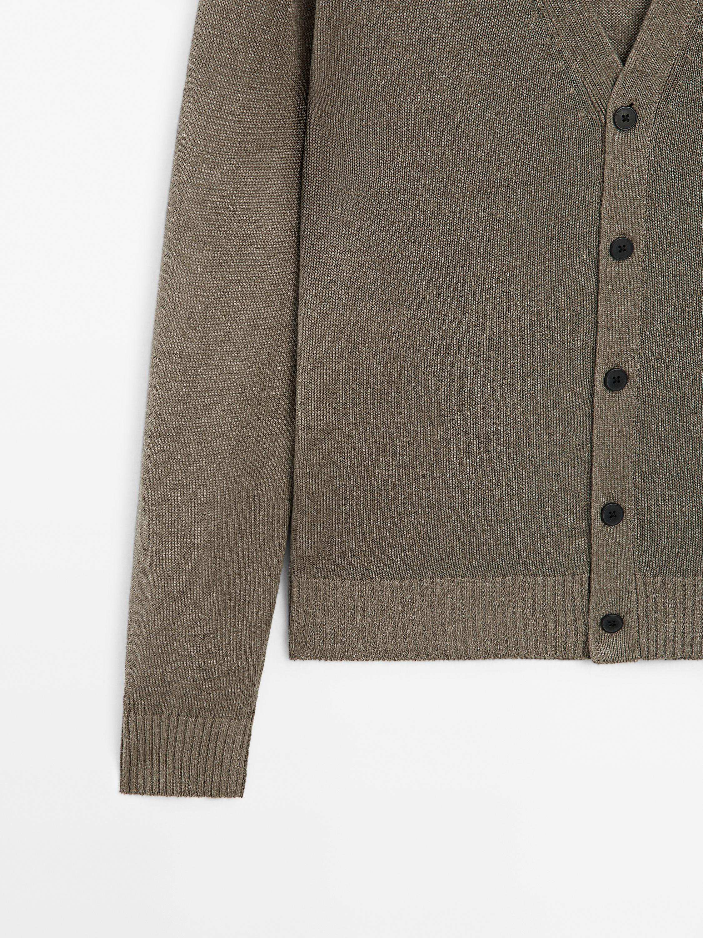 Linen blend knit cardigan